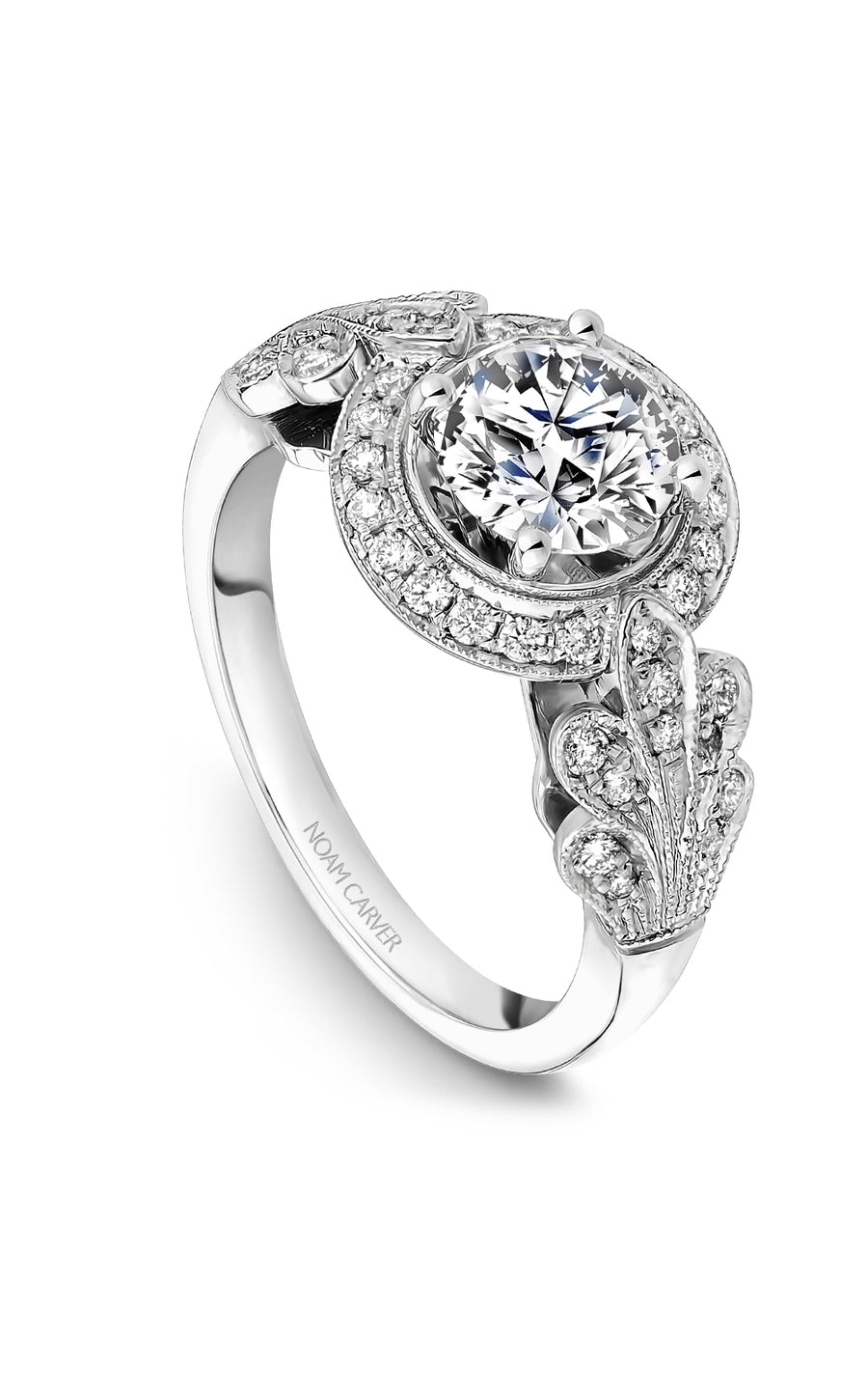 Noam Carver B517 01A Bridal Engagement Ring - 14K White Gold Diamond Wedding Band for Women, Perfect for Proposals, Anniversaries & Romantic Occasions