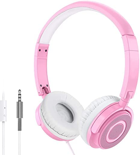 Wireless Headphones with Microphone - Foldable Lightweight On-Ear Headset with Stereo Bass, Noise Isolation & Adjustable Headband - Perfect for Home Office, Gaming, Travel & Commuting (Pink)