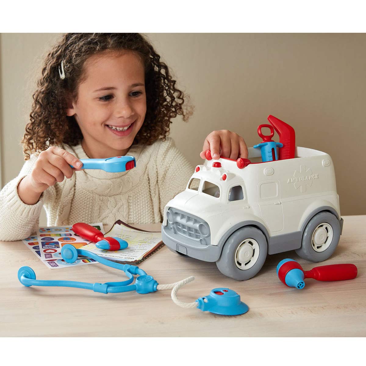 Green Toys Ambulance & Doctor's Kit - Eco-Friendly Toy Ambulance with Medical Playset for Kids | Pretend Play, Educational Gift for Toddlers & Preschoolers