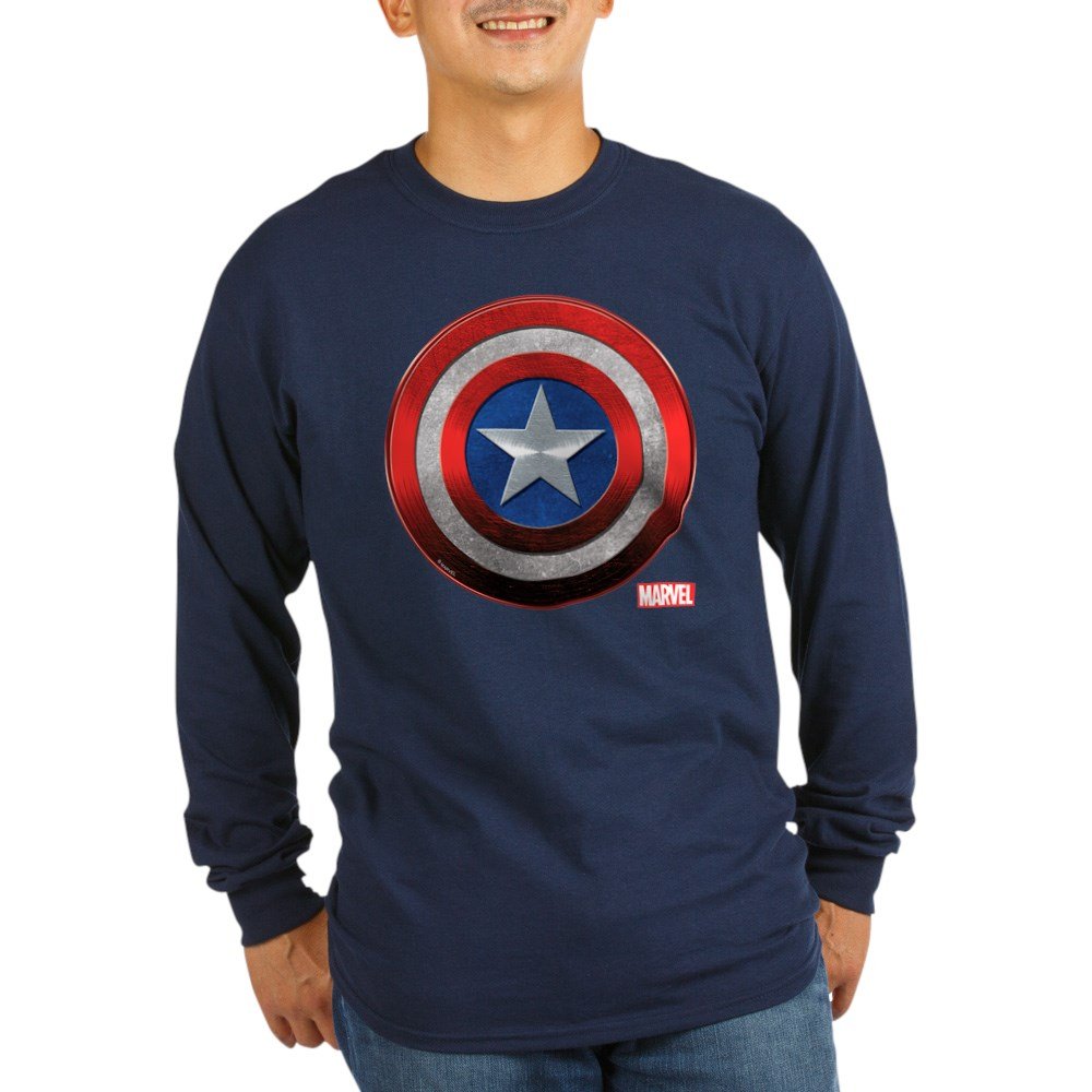 Captain America Grunge Long Sleeve T-Shirt - Marvel Superhero Graphic Tee for Men | Casual Wear & Cosplay Costume