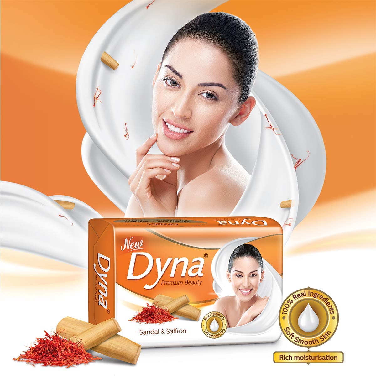 Dyna Sandal & Saffron Extracts Bathing Soap - 100g x 5 Pack | Natural Ayurvedic Skincare for Glowing Skin | Perfect for Daily Use, Spa Days & Gift Sets