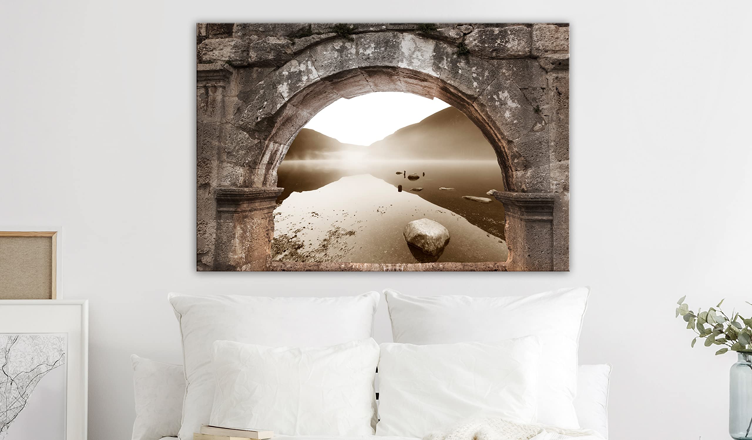 Artgeist Acoustic Canvas Wall Art Print - 35x24 Inch Soundproof Window View Nature Landscape Picture with Acoustic Foam for Home & Office Decor | Foggy Scene Artwork for Bedroom, Living Room & Studio Soundproofing
