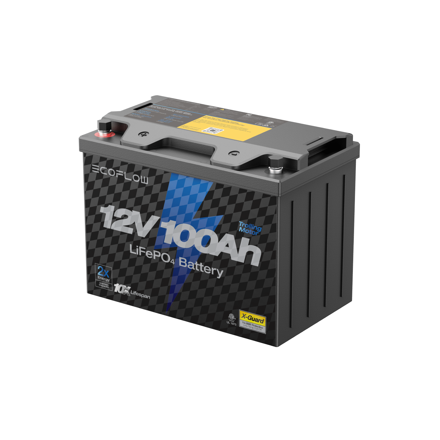 EcoFlow 12V 100Ah Lithium Deep Cycle Battery for Marine Trolling Motors - Power Your Boat, RV, Solar System & Off-Grid Adventures