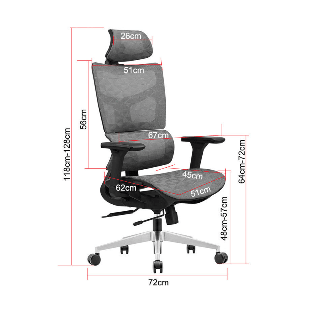 Ergonomic High Back Mesh Office Chair with Lumbar Support - Adjustable Swivel Task Chair for Home & Office Workspace - Perfect for Long Hours Sitting, Gaming, and Remote Work