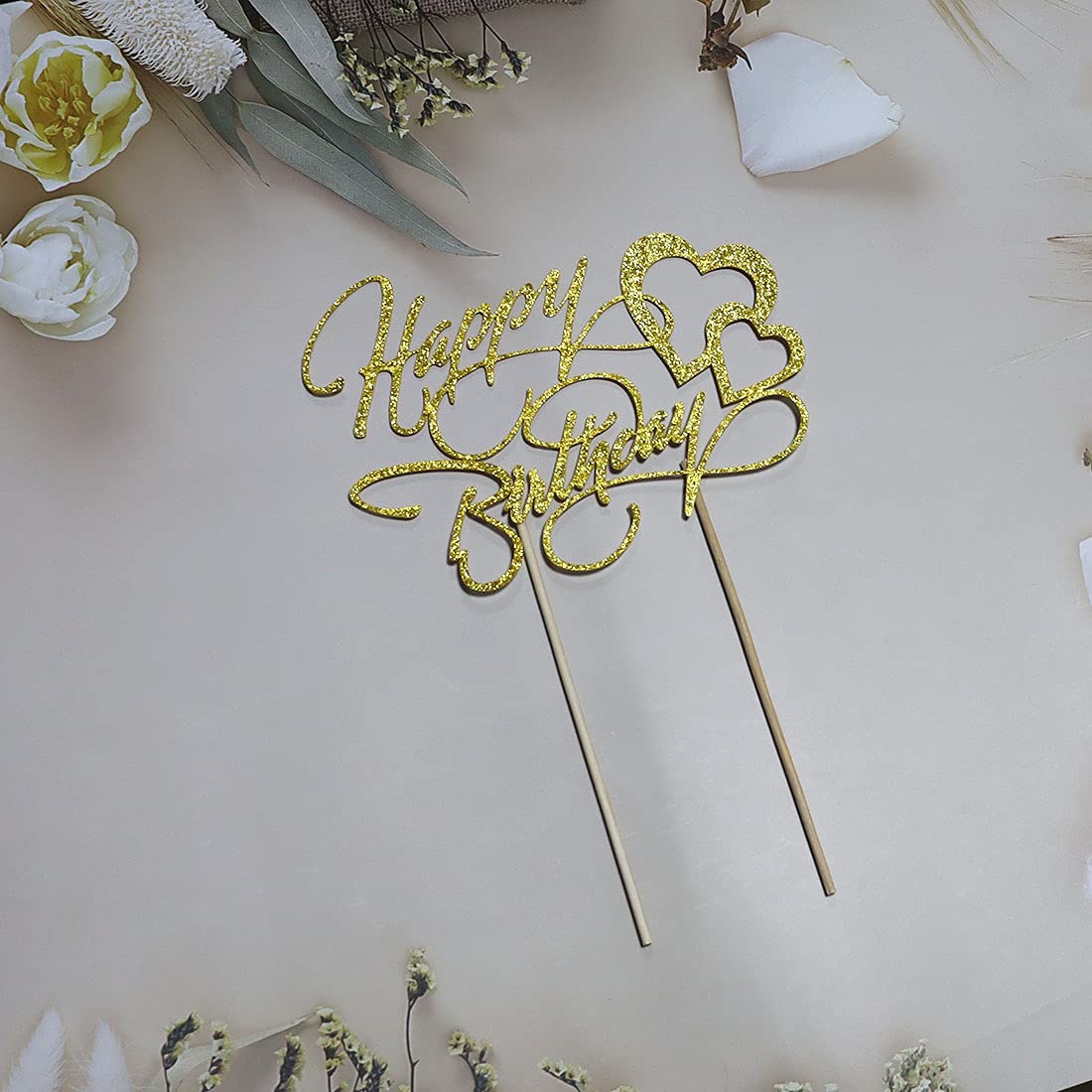 Gold Glitter Happy Birthday Cake Topper - Elegant Party Decor for Birthday Cakes, Cupcakes & Desserts - Perfect for Birthday Parties, Baby Showers & Special Celebrations