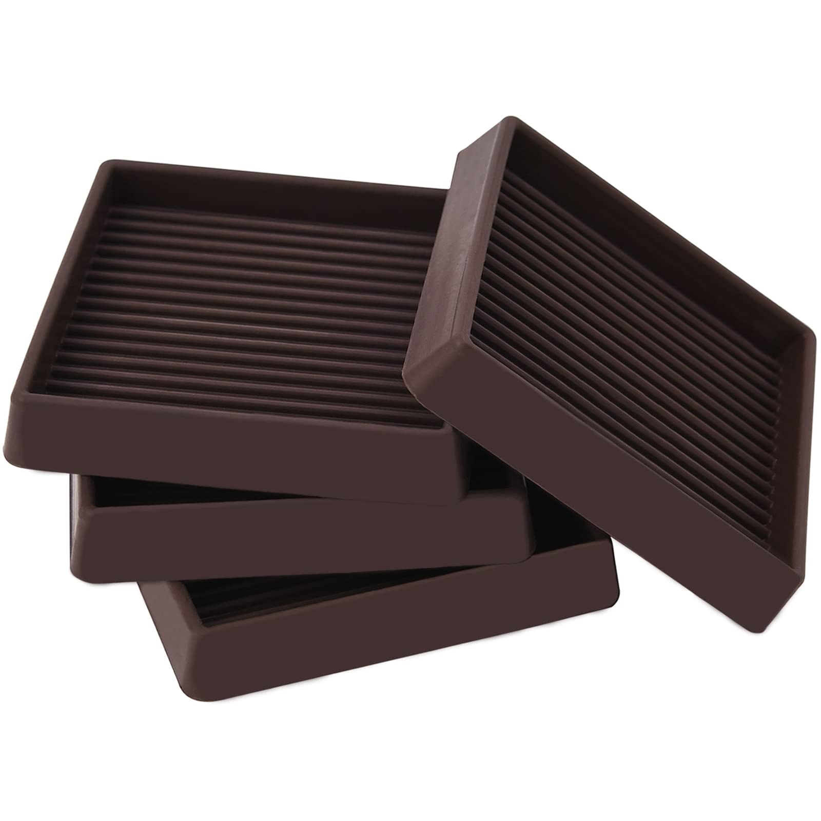 Jayen 3x3 Inch Square Rubber Furniture Caster Cups - Non-Slip Furniture Pads, Bed Stoppers & Floor Protectors for Hardwood, Tile & Laminate Floors - Heavy Duty Floor Protection for Chairs, Tables, Sofas & Beds