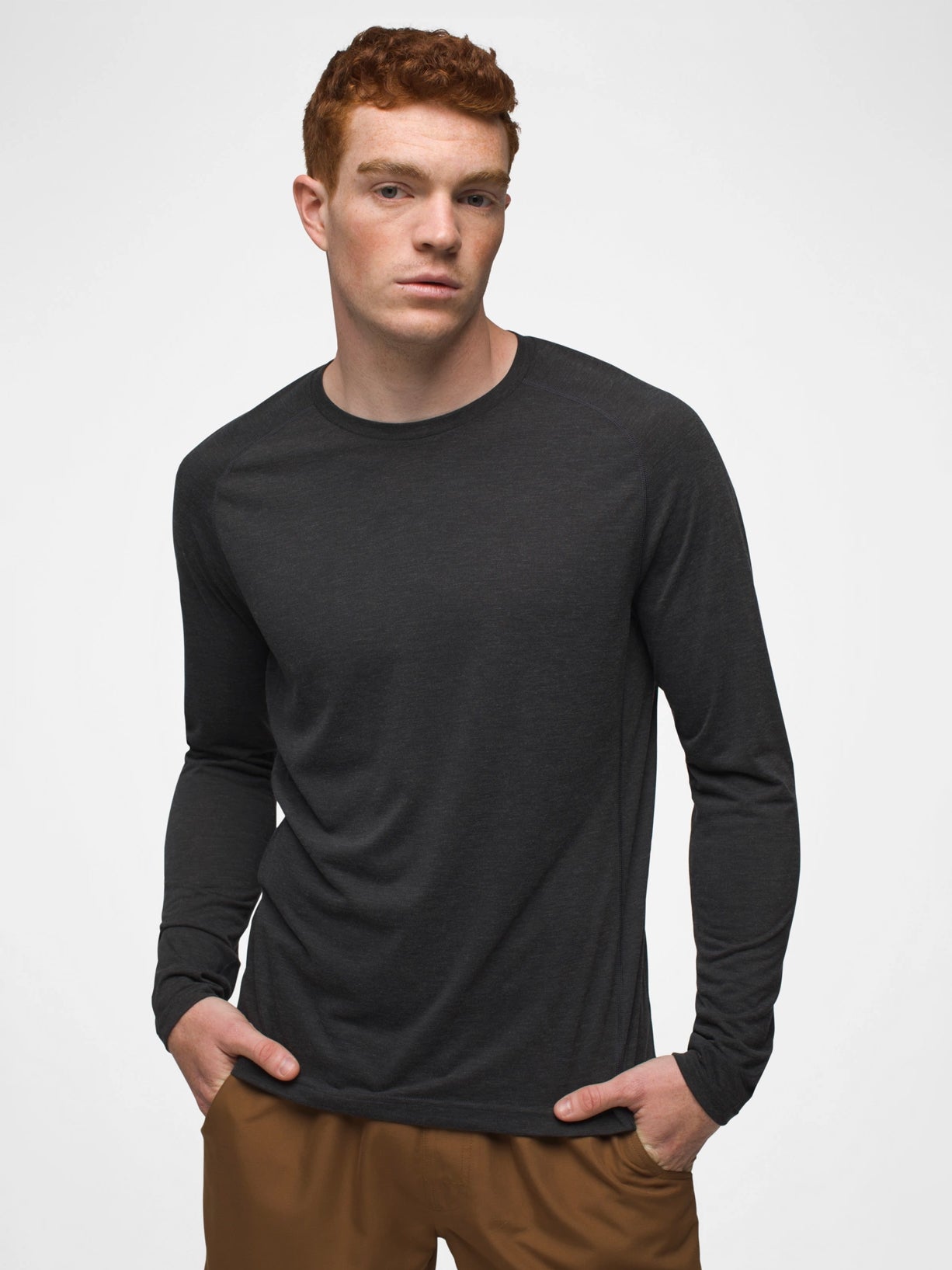prAna Mission Trails Long Sleeve T-Shirt for Men & Women | Moisture-Wicking Hiking & Outdoor Shirt in Black Heather | Perfect for Camping, Trail Running & Adventure Travel