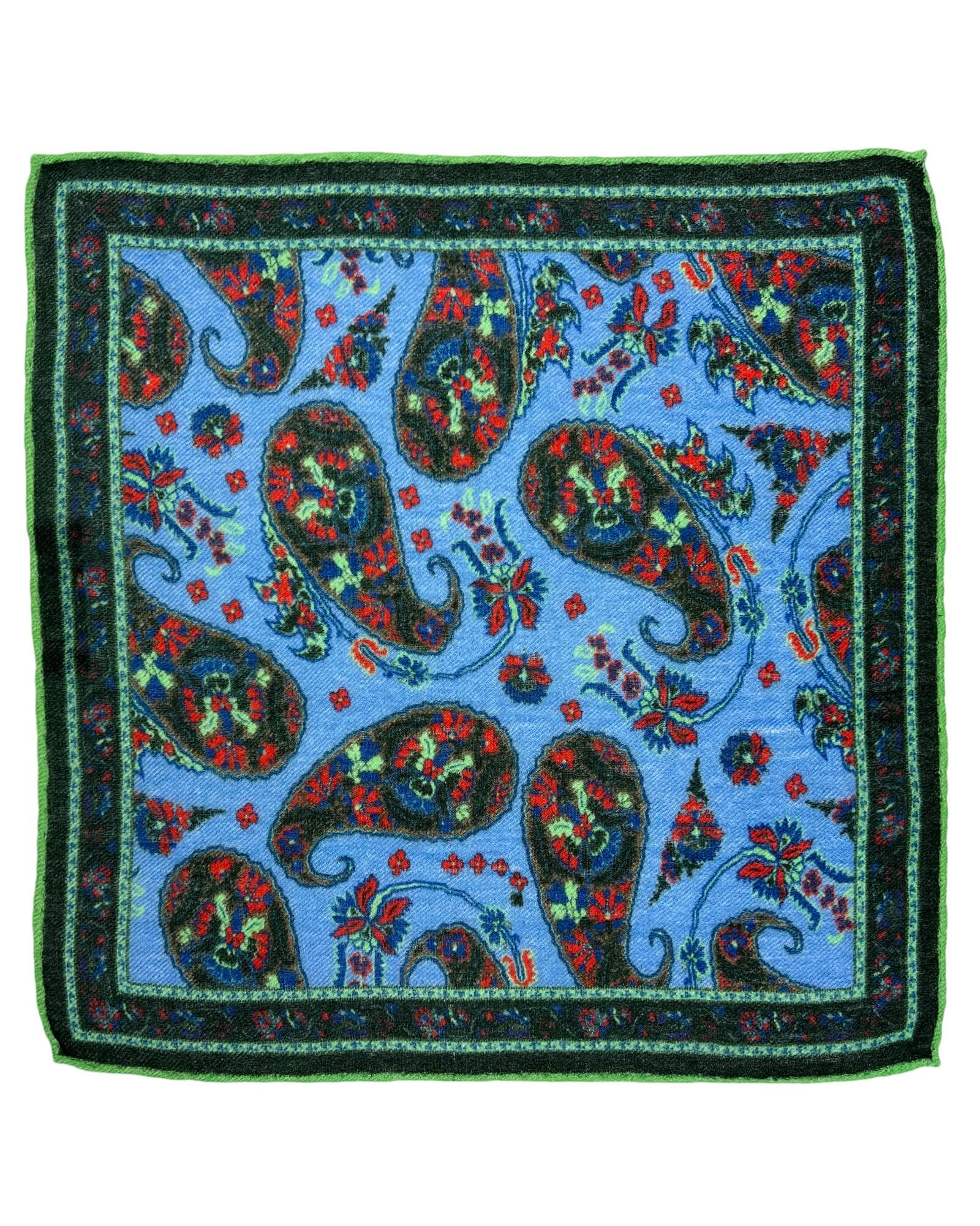 Silvio Fiorello Furnari Men's Green Paisley Pocket Square - Elegant Silk Accessory for Weddings, Business & Formal Events