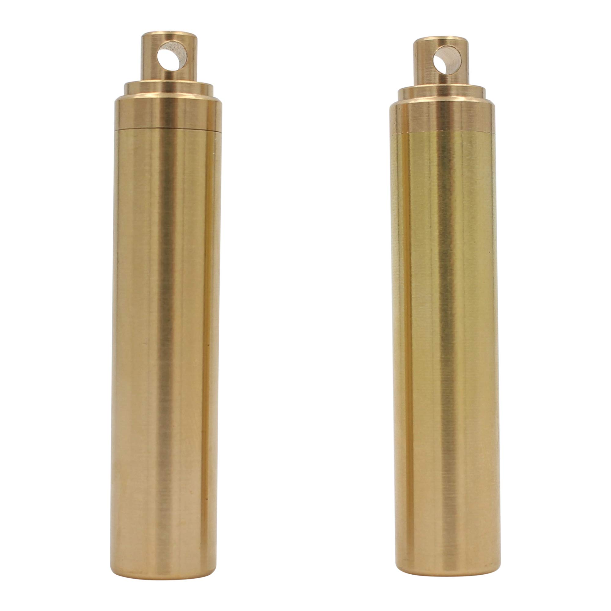2-Pack Brass Keychain Pill Holder - 2-Inch Portable Medication Container with Top & Bottom Open Design | Perfect for Camping, Hiking, Travel & Outdoor Activities