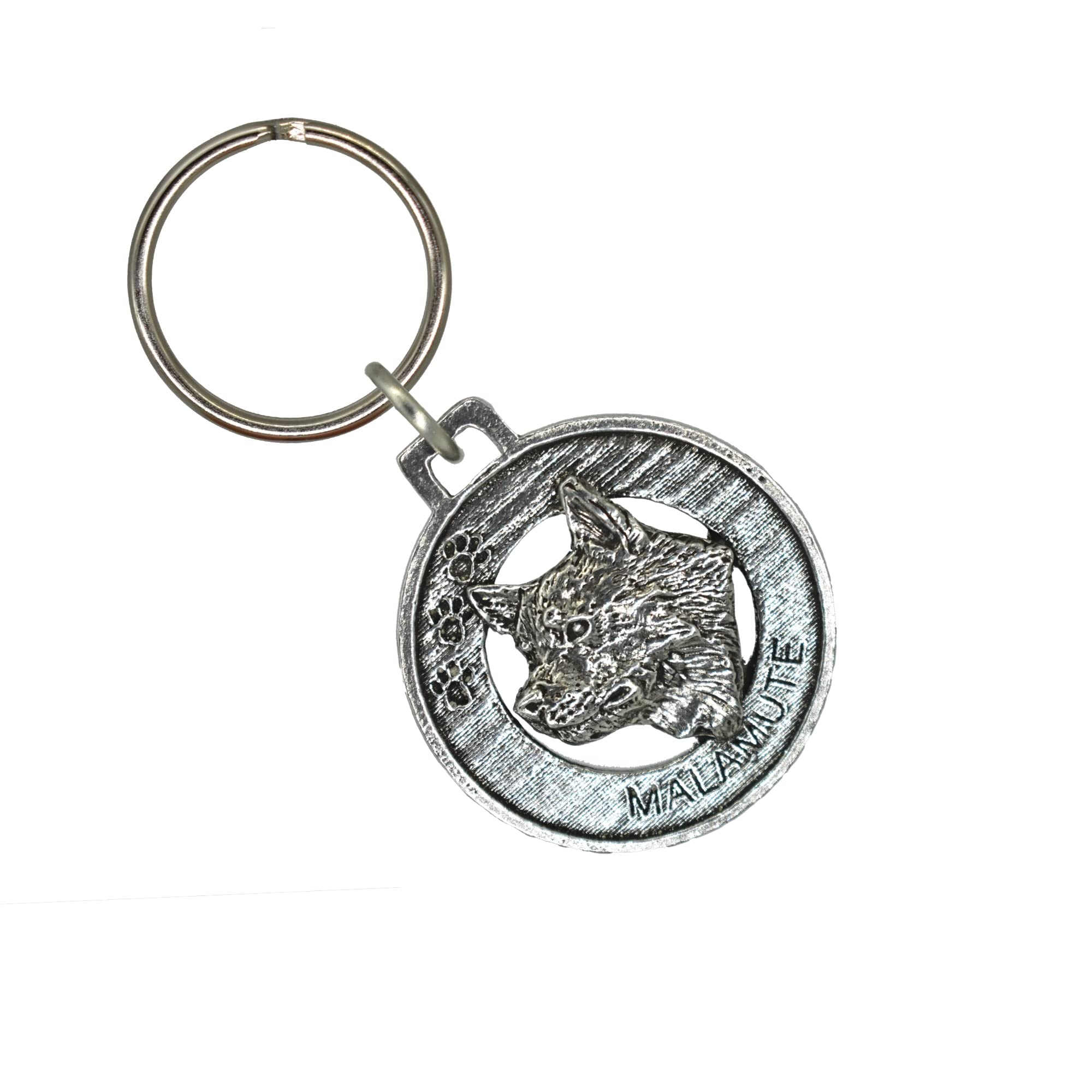 Handmade Alaskan Malamute Dog Keychain - Pewter Metal Pet Tag Key Ring (1.5 Inch) | USA Made Durable Key Fob Gift for Dog Lovers | Perfect for Keys, Backpacks & Pet Accessories