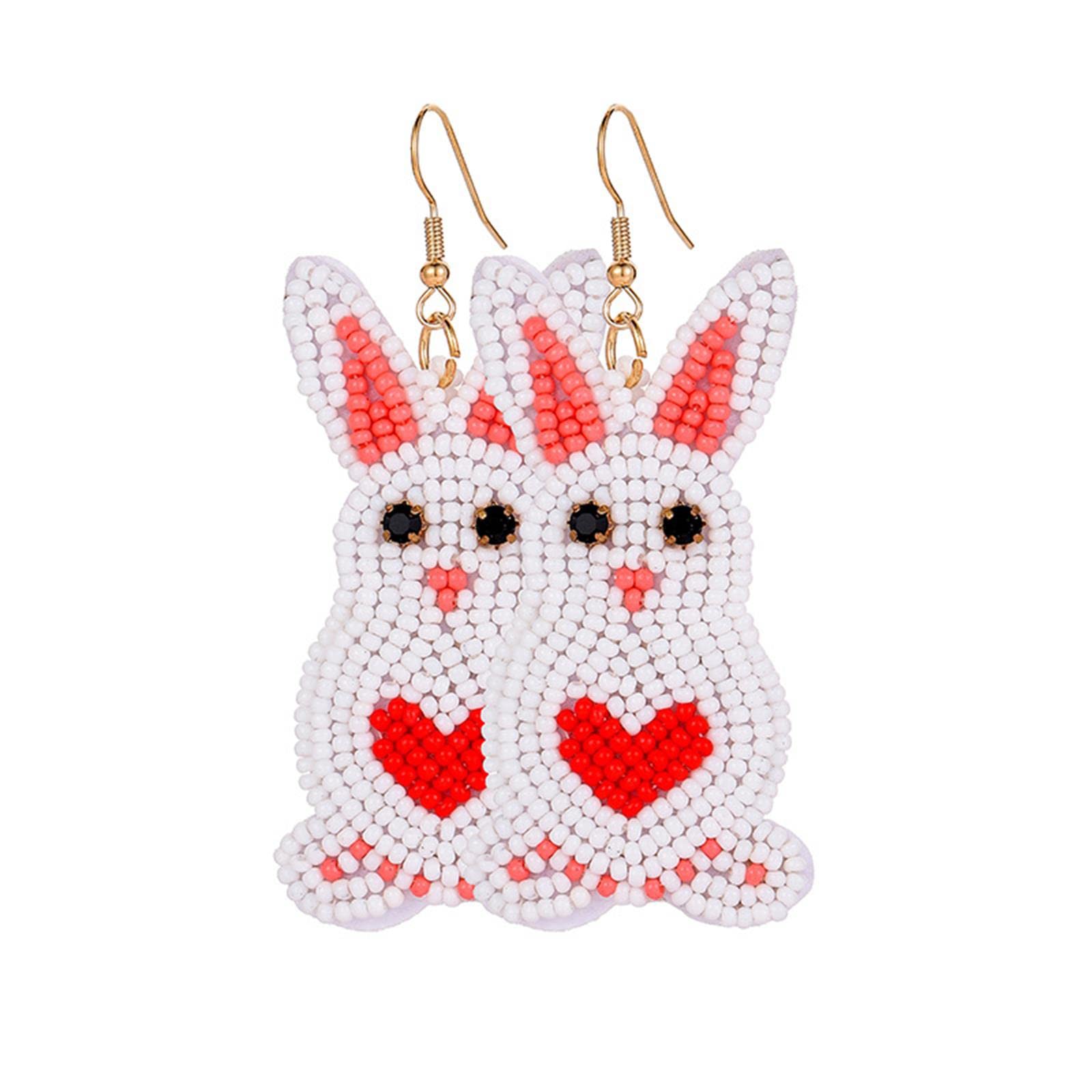 Handmade Easter Bunny Beaded Drop Earrings - Carrot Rabbit Egg Chick Dangle Jewelry for Women & Girls | Perfect for Easter Celebrations, Spring Parties & Gift Giving