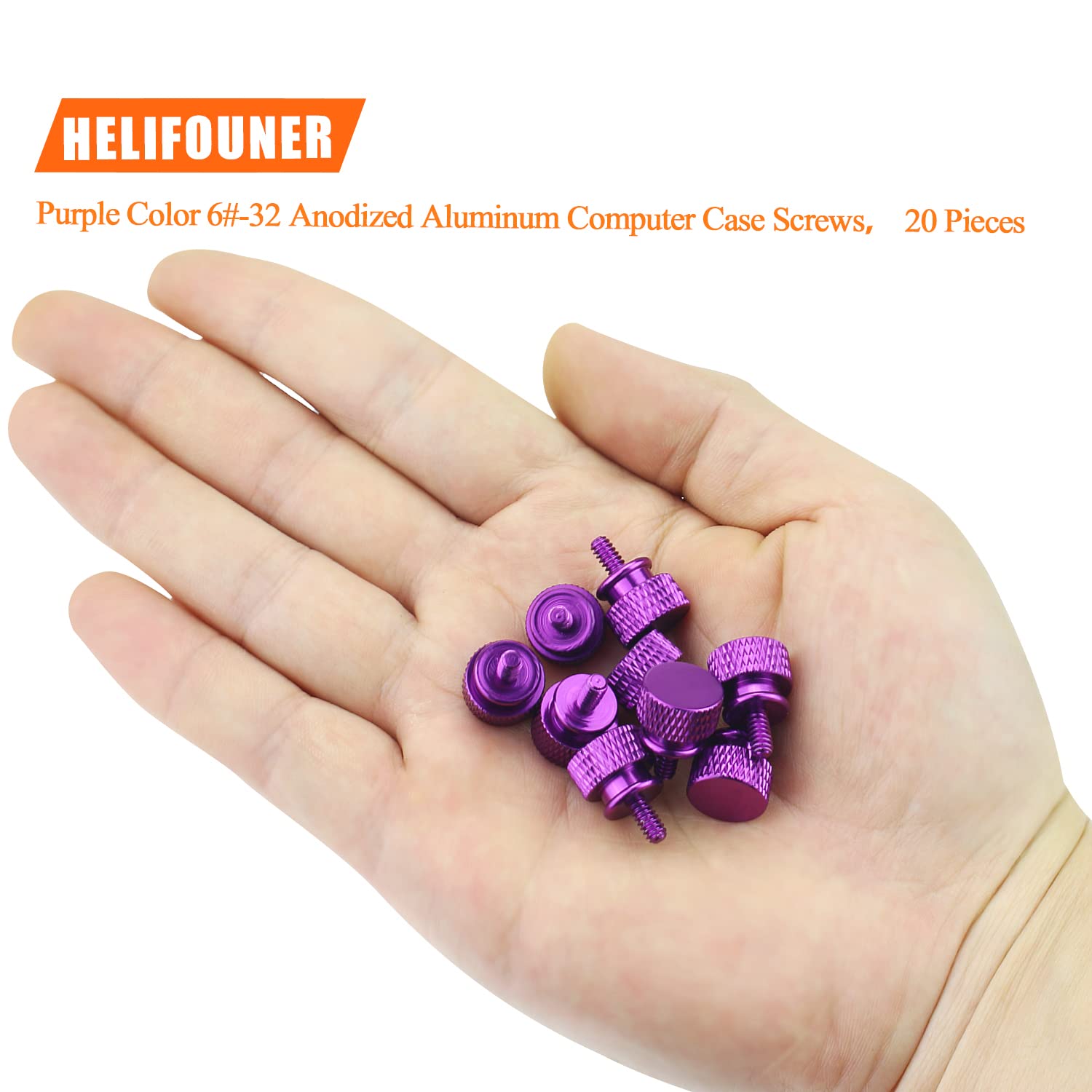20-Pack Purple Anodized Aluminum 6-32 Thread Thumb Screws for PC Case, Cover, Power Supply & Hard Drives - Durable Computer Hardware Accessories for Easy Assembly & Maintenance