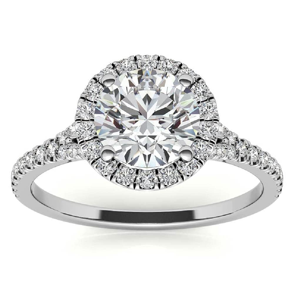 3 Carat Round Cut Colorless Moissanite Engagement Ring for Women - 14K Solid Gold/925 Sterling Silver Wedding Bridal Set - Vintage Diamond Anniversary Jewelry - Perfect for Proposals, Weddings & Special Occasions
