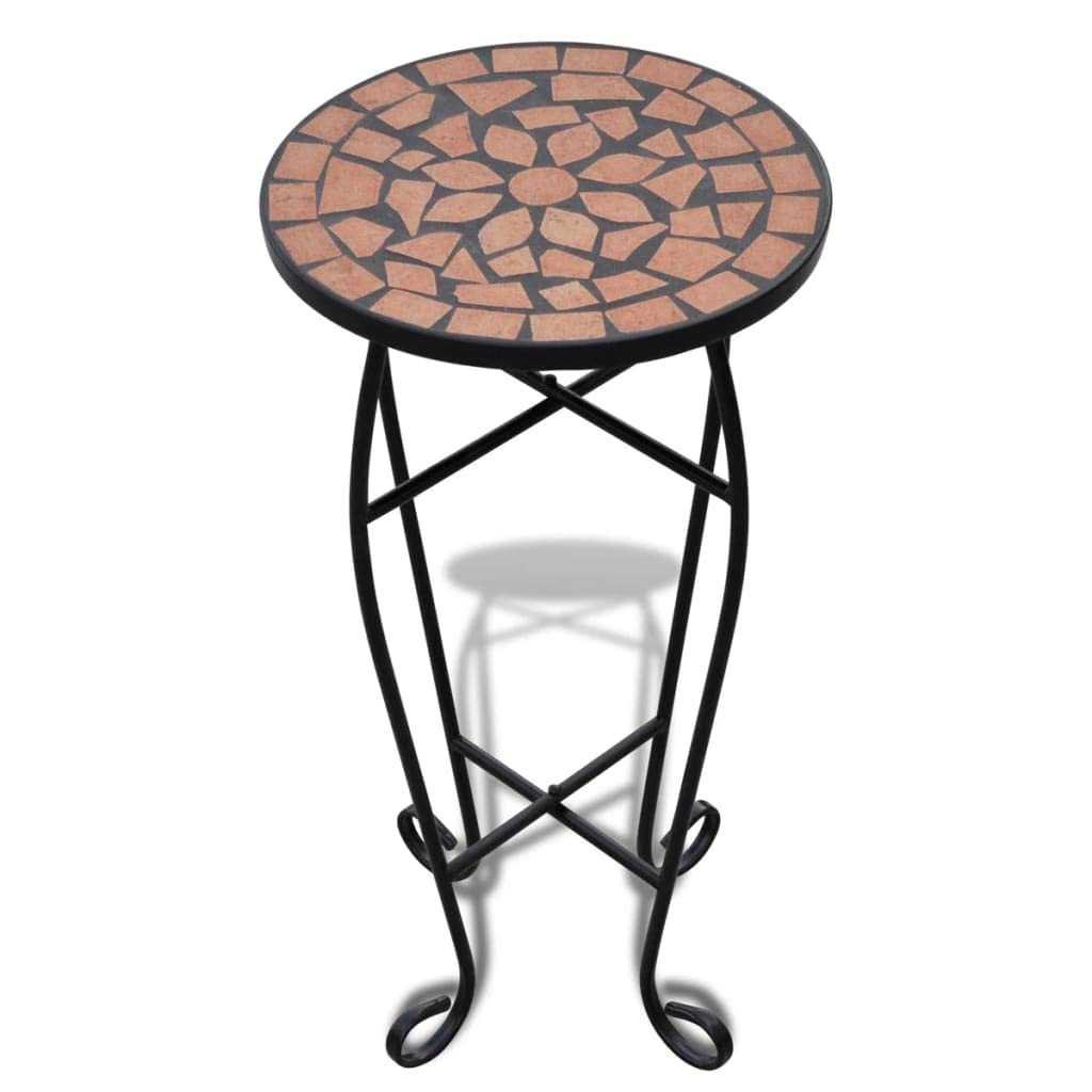 Handmade Mosaic Side Table with Terracotta Pot - Perfect for Indoor Plants, Living Room Decor, and Patio Furniture
