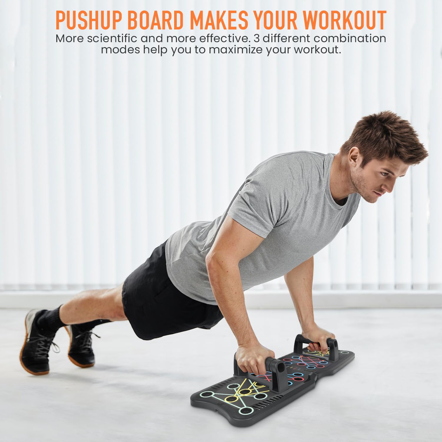 MG Multi-Function Foldable Push Up Board with Handles - Home Gym Equipment for Strength Training (Includes 5 Resistance Bands & Jump Rope) - Perfect for Full-Body Workouts at Home, Office or Travel