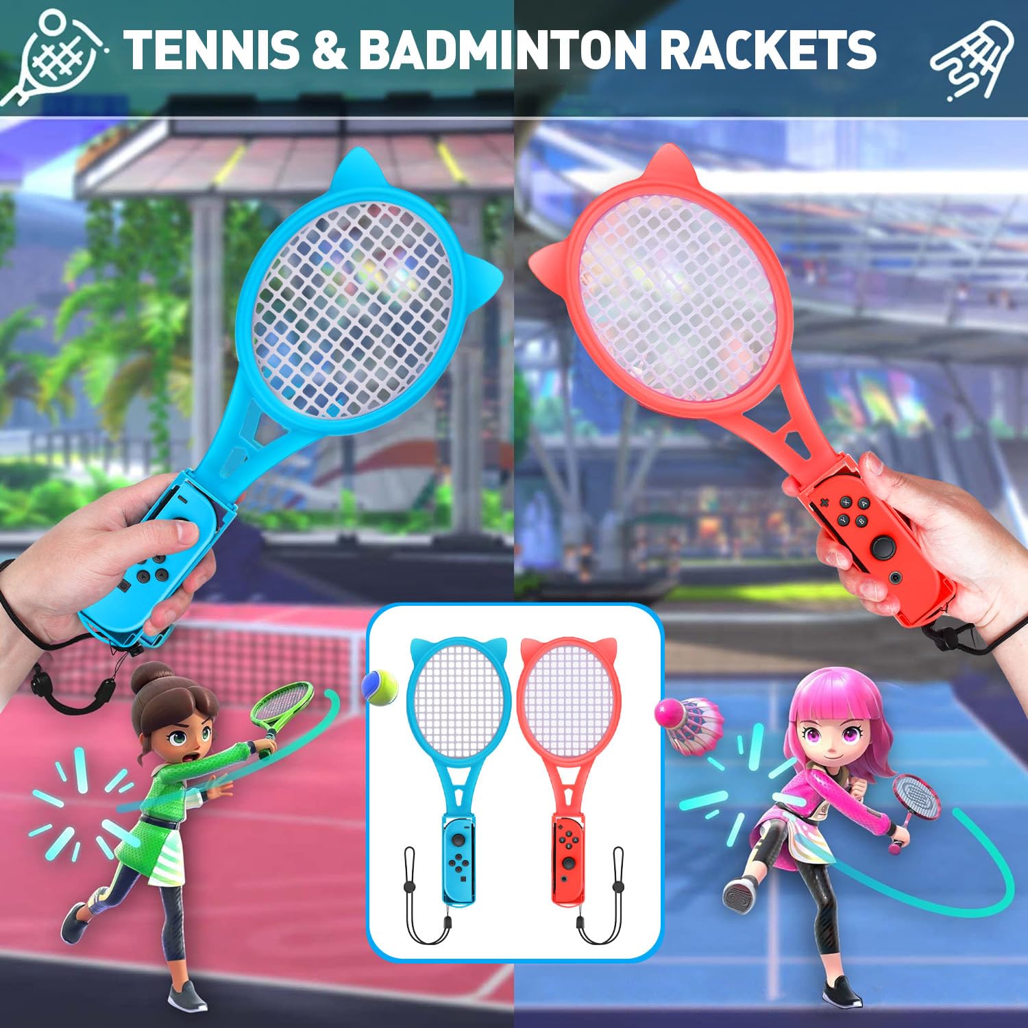 Nintendo Switch Sports Accessories Bundle - 13-in-1 Family Pack with Tennis Rackets, Adjustable Golf Clubs, Chambara Swords, Soccer Leg Straps, Wrist Bands & Joycon Straps for Switch & OLED - Perfect for Family Game Nights & Multiplayer Sports Gaming