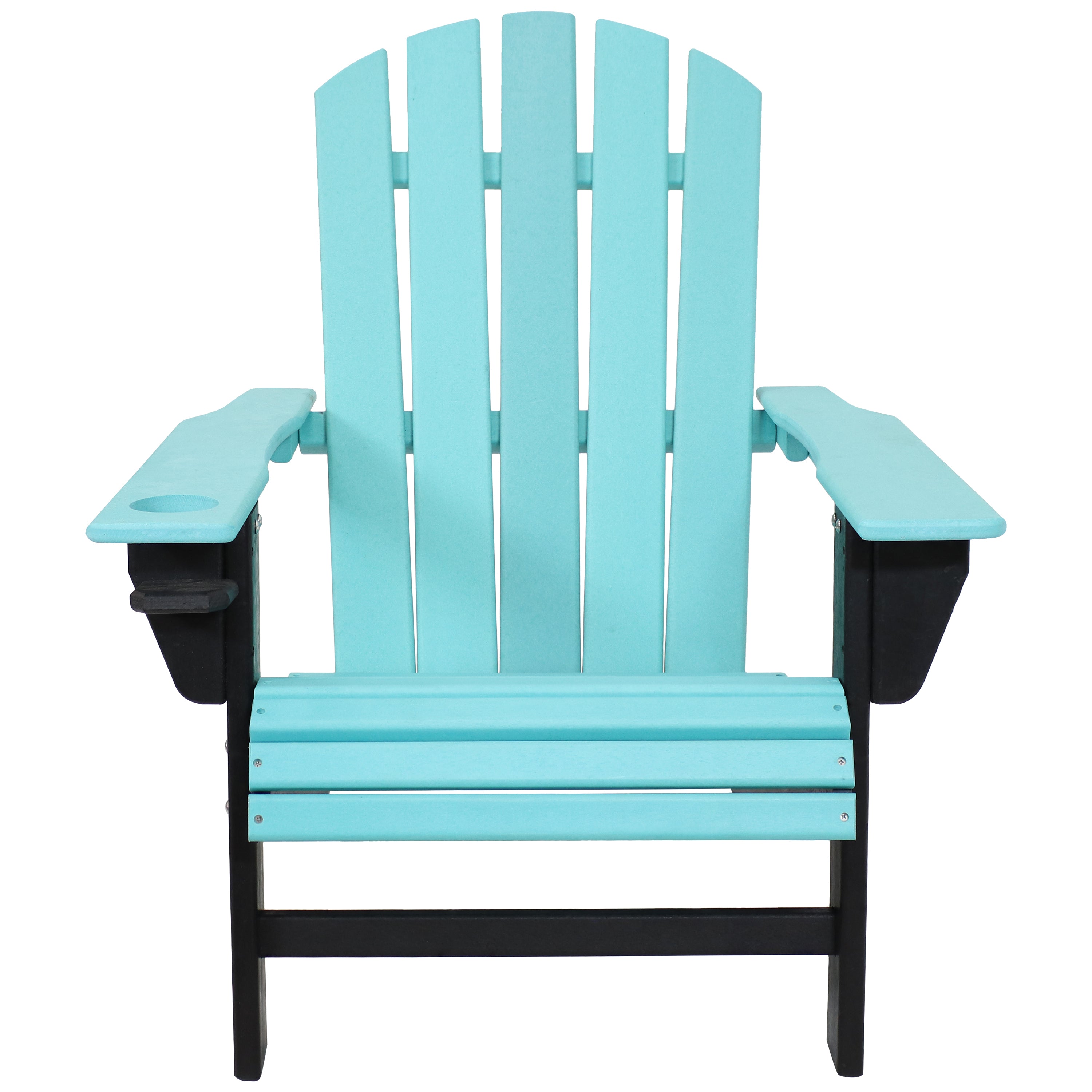 Durable All-Weather 2-Tone Outdoor Adirondack Chair with Cup Holder - Perfect for Patio, Garden, Poolside & Backyard Relaxation