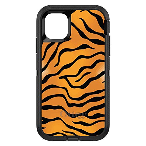 Orange Black White Tiger Skin Print On Black Case
