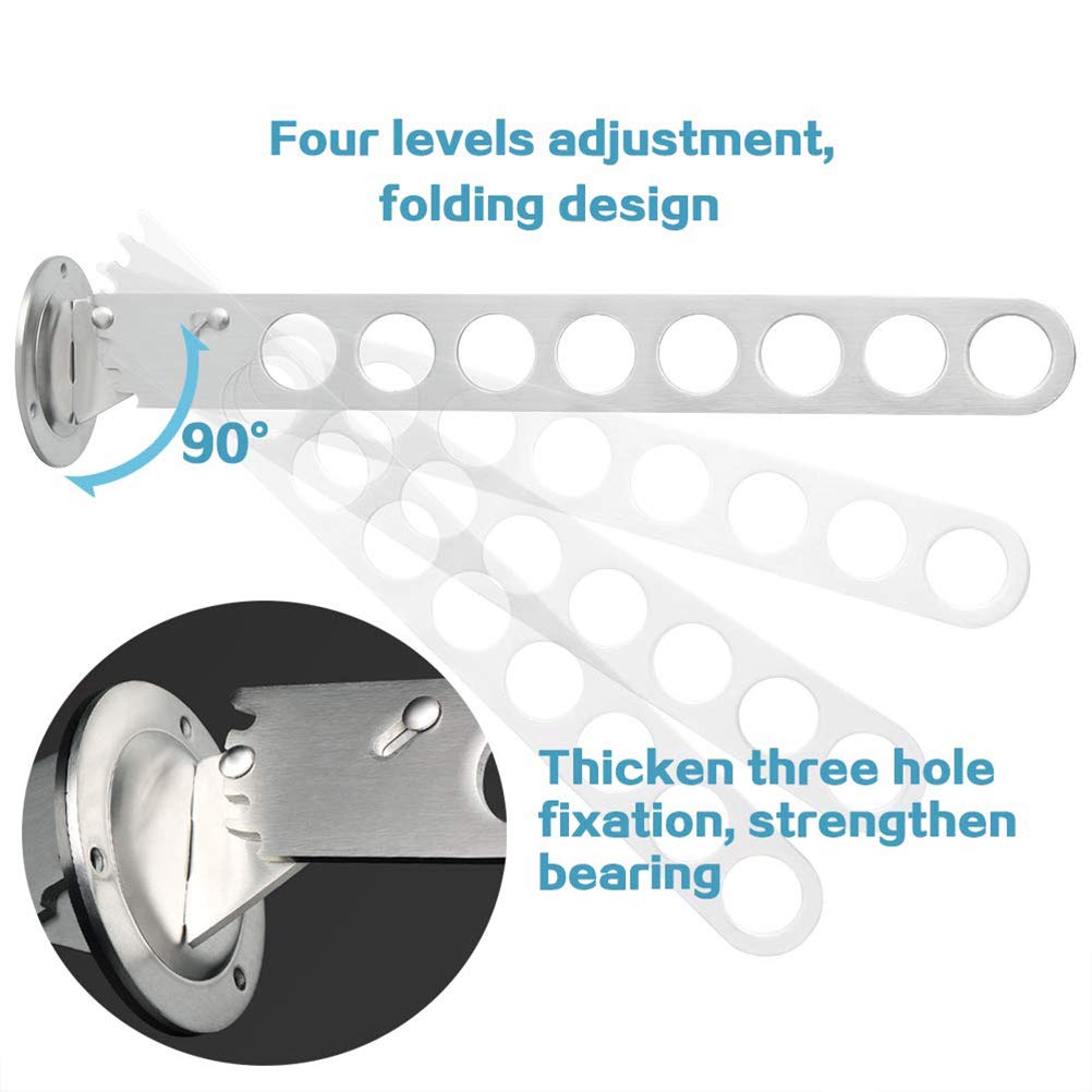 Stainless Steel Folding Wall Mounted Clothes Hanger Rack with Swing Arm - Heavy Duty Drying Rack for Closet Storage & Organization - Perfect for Small Spaces, Laundry Rooms & Bathrooms