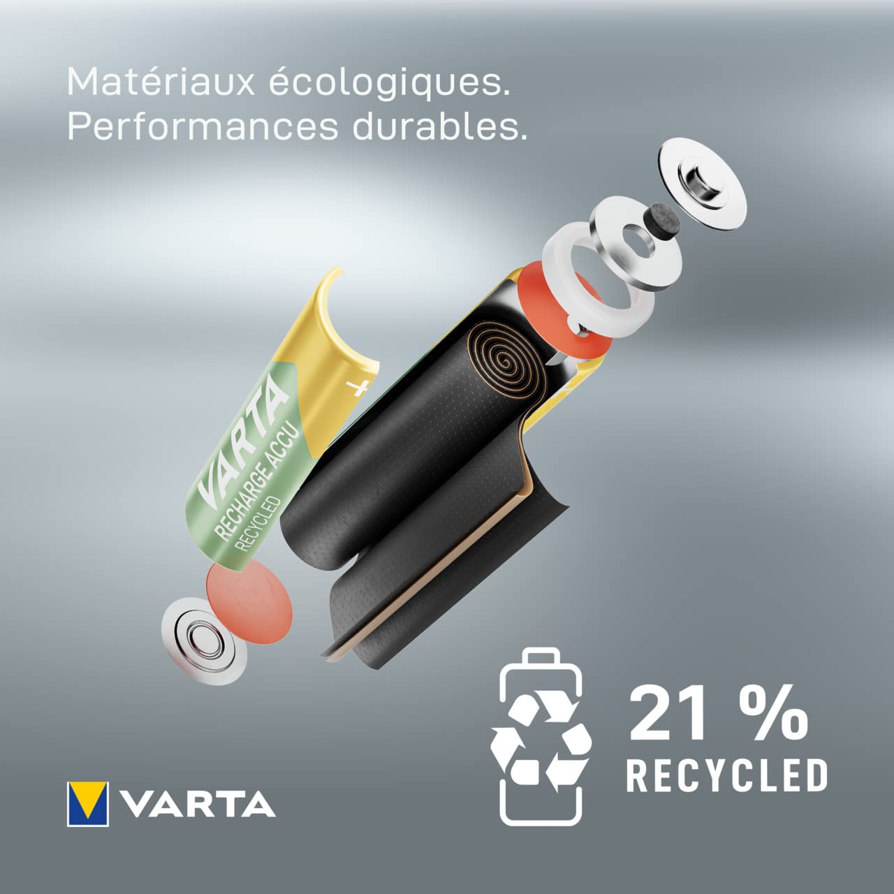 VARTA Rechargeable AA Batteries 2100mAh Ni-MH - 6 Pack with 21% Recycled Materials | Pre-Charged & Ready to Use | Perfect for Cameras, Toys, Flashlights & Electronics