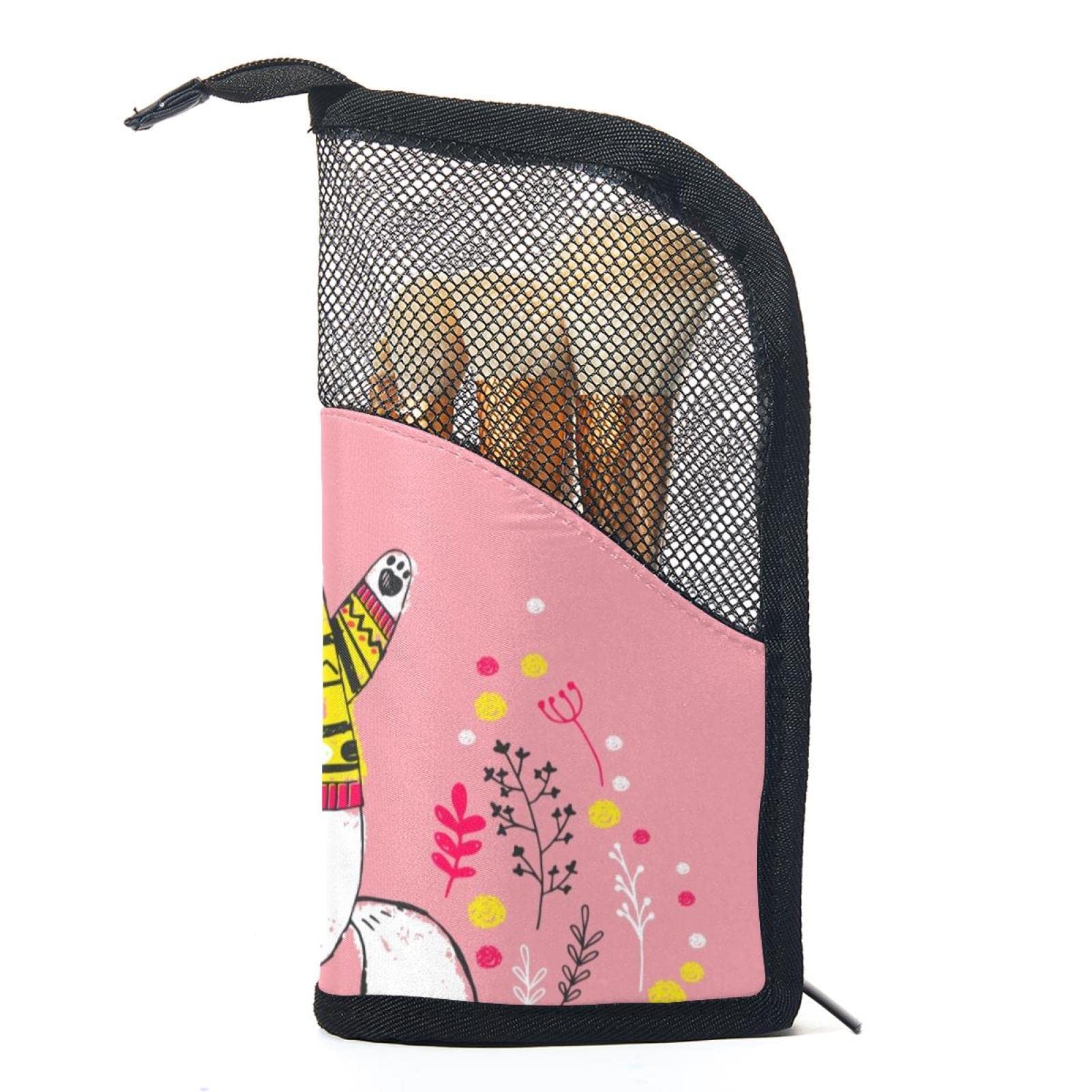 Premium 12-Piece Makeup Brush Organizer Bag - Portable Cat Design Cosmetic Brush Holder Case for Travel & Home Storage | Perfect for Makeup Artists & Beauty Enthusiasts