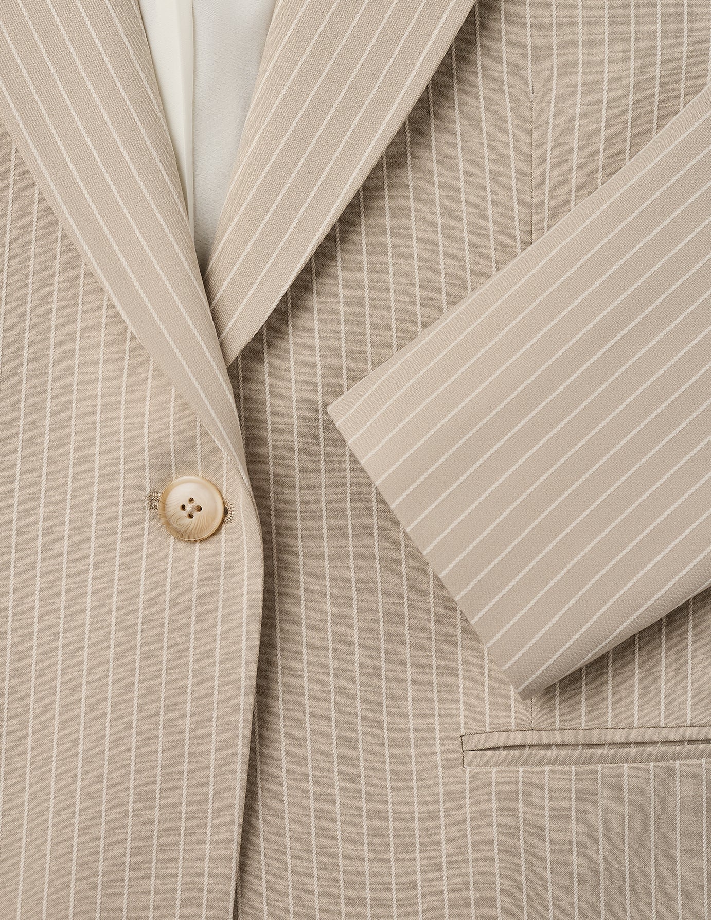 Essential Fitted Blazer for Women - Island Sand Pinstriped Jacket | Office Wear, Business Attire & Formal Outfits
