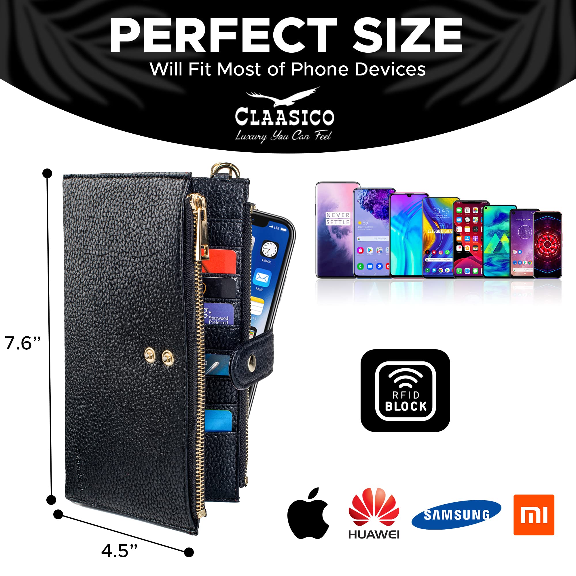 Women's RFID Wristlet Wallet with Phone Holder - Gift Box for Travel & Shopping