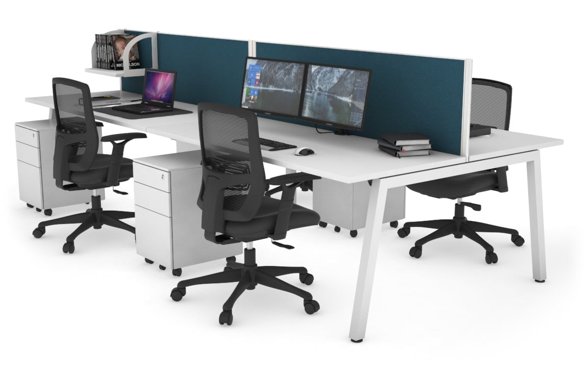 Quadro 4-Person Office Workstation Desk - 1600L x 700W Dimensions - Perfect for Team Collaboration, Open Office Spaces & Shared Workstations