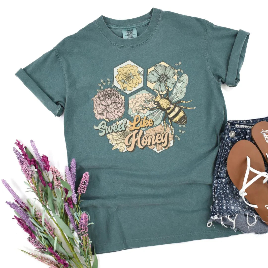 Sweet Like Honey Graphic Tee - Soft Cotton Vintage Style T-Shirt for Women | Perfect for Casual Wear, Date Nights & Summer Outfits