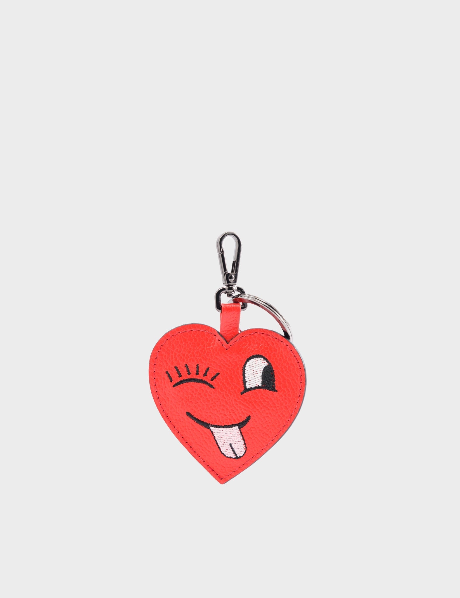 Hearty Smile Charm Fiesta Red Leather Keychain - Durable & Stylish Key Ring for Women & Men - Perfect for Gifts, Party Favors & Everyday Use