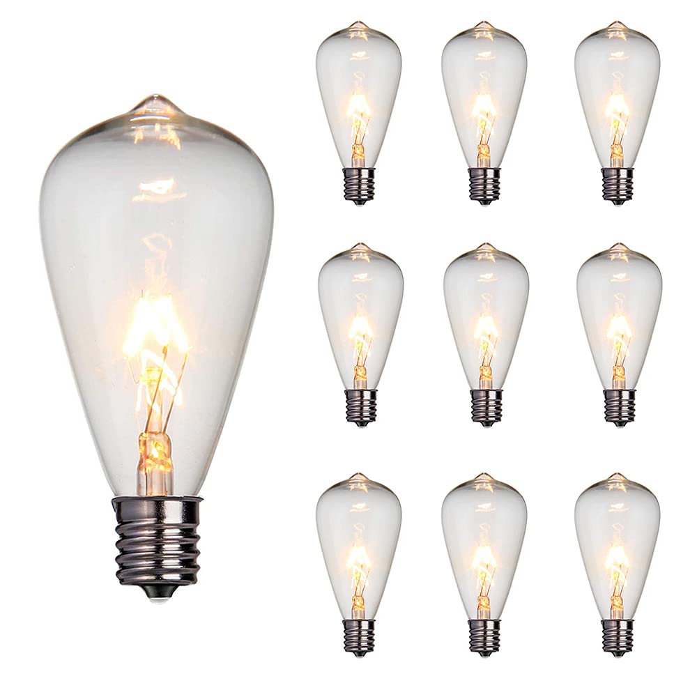 10-Pack Edison Light Bulbs ST38 Clear G40/E12 Screw Base - 7W Warm White Vintage Bulbs for Indoor & Outdoor Use - Perfect for Patio String Lights, Cafe Decor, and Retro Home Lighting