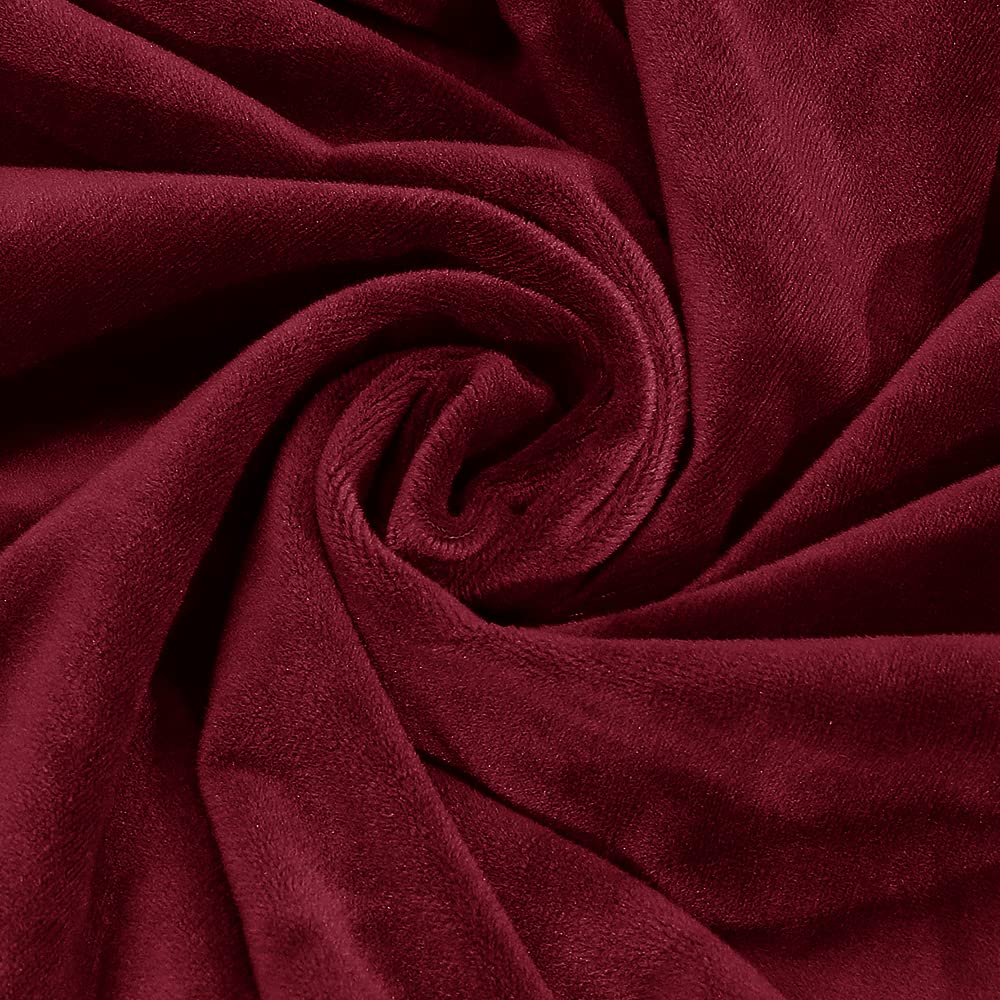 LiveGo Velvet Stretch Reversible Sofa Cover - Single Seat Corner Protector for Recliner & Sectional Couches, Wine Red | Living Room Furniture Protector for Pets, Kids & Daily Use