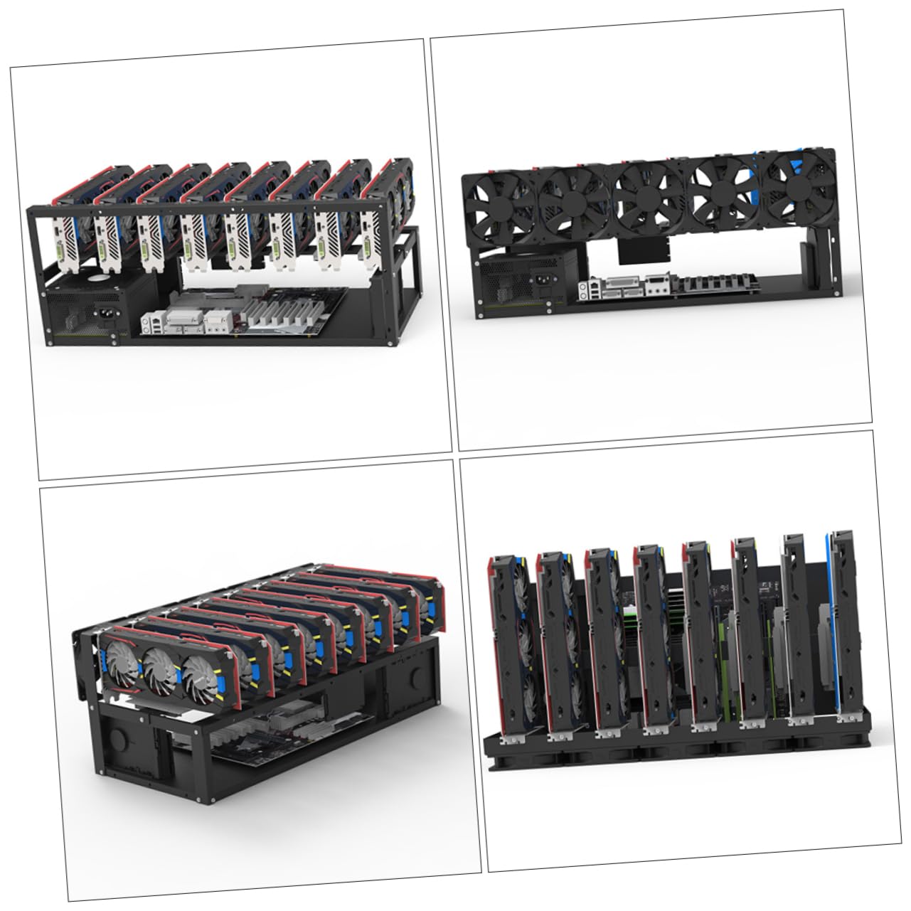 Mikikit RGB Open Air Computer Case - GPU Rack & Graphics Card Storage Bracket with Cold Rolled Sheet Metal for PC Builds, Gaming Rigs & Mining Rigs