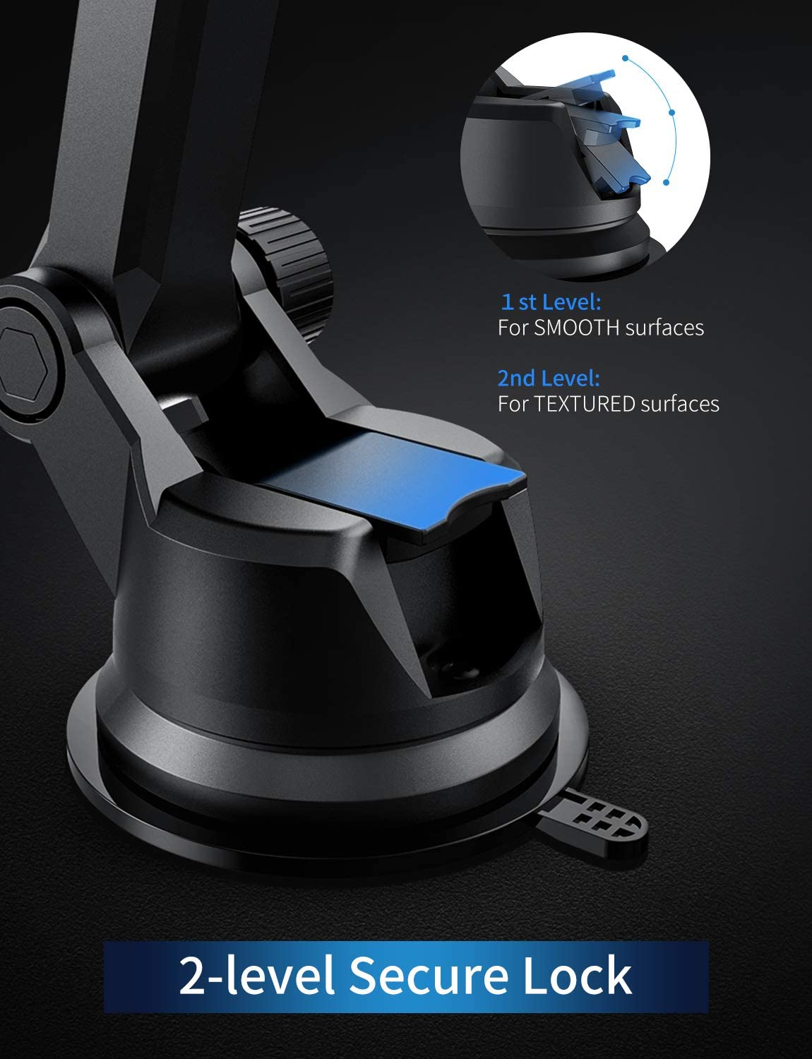 MPOW CA104A Universal Car Phone Holder Mount - Dashboard & Windshield Compatible for iPhone, Samsung, Google Pixel - Hands-Free Driving Accessory for Safe Navigation & GPS Use