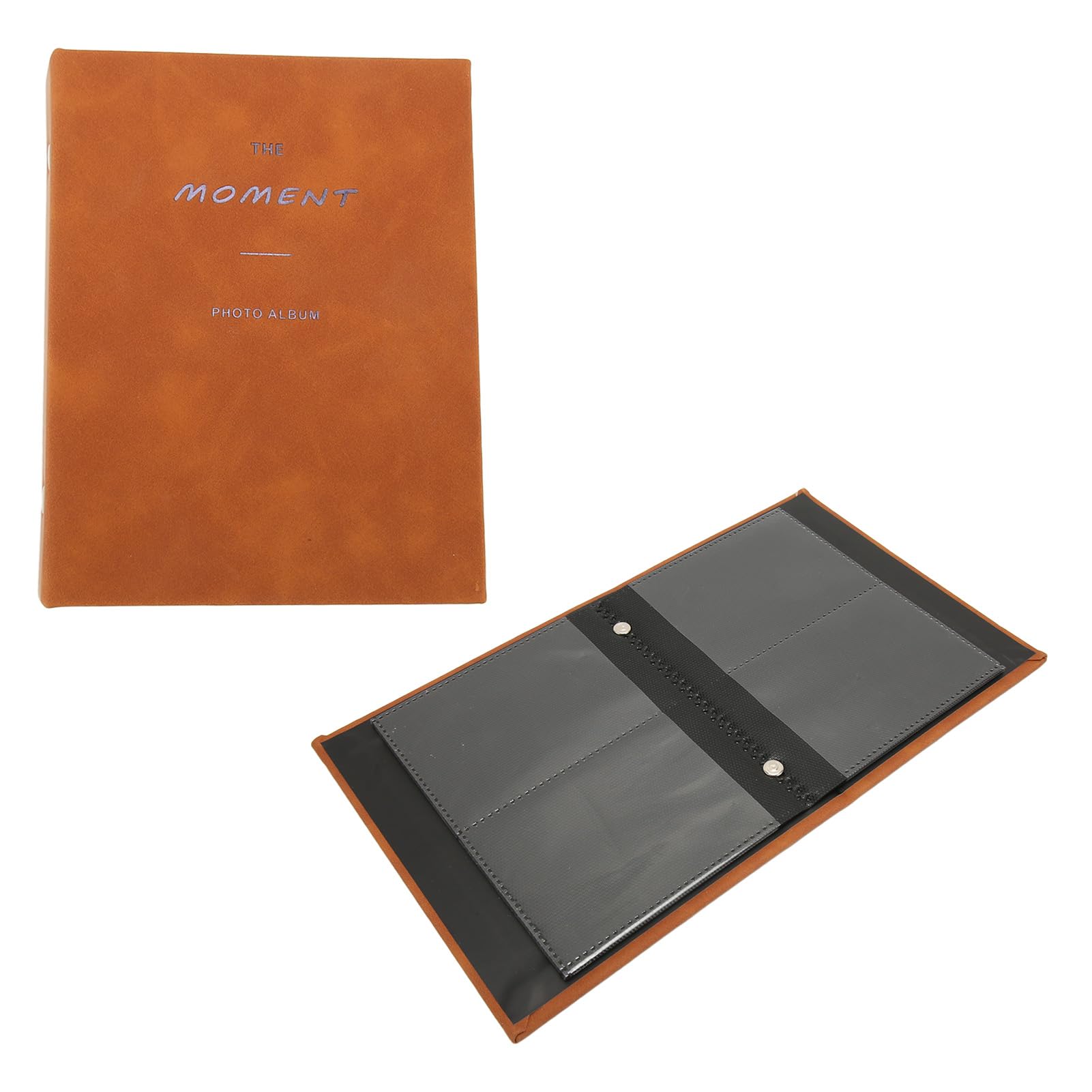 64-Pocket Suede Photo Album for Fujifilm Instax Mini 11/12/40/EVO/7+/7s/LiPlay/90/9 - 3 Inch Brown Leather Picture Keeper - Perfect for Weddings, Travel Memories & Scrapbooking