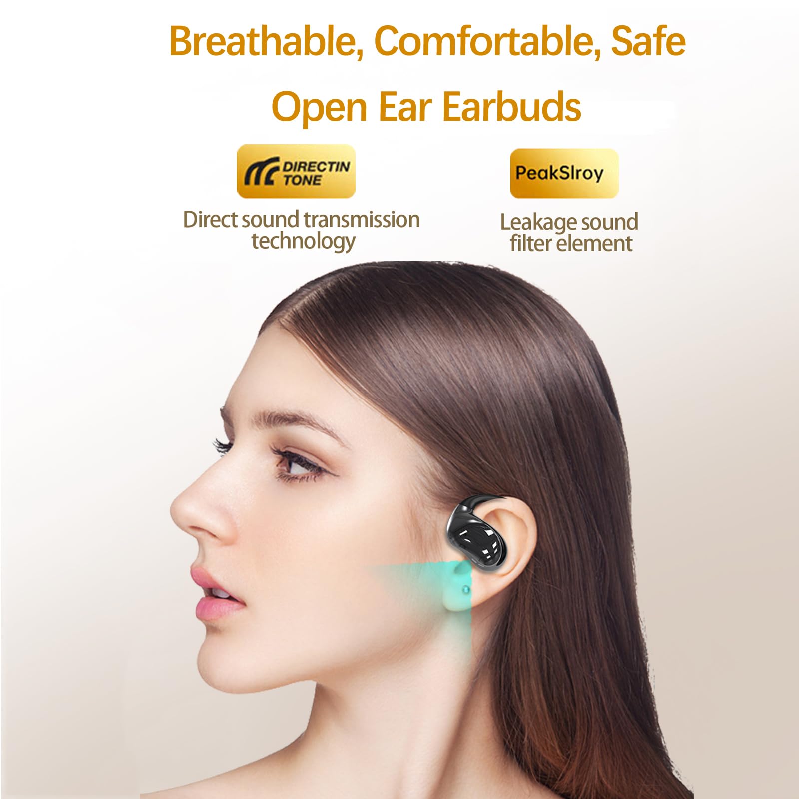 Open Ear Wireless Bluetooth Earbuds with Hooks - Ultra Comfortable Over Ear Headphones for Running & Workouts | Snug Fit, Powerful Bass, Clear Mic | Touch Screen Charging Case | Perfect for Gym, Jogging & Outdoor Activities