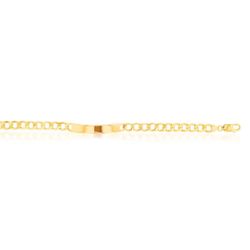 9ct Yellow Gold 190 Gauge Curb ID Bracelet 21cm - Stylish Unisex Jewelry for Everyday Wear & Special Occasions