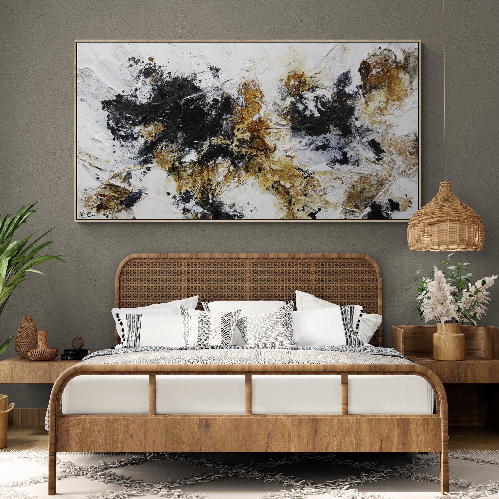 Lunar Edge 190cm x 100cm Rustic Textured Abstract Wall Art Painting - Modern Home Decor for Living Room, Bedroom & Office