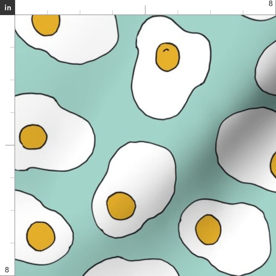 Eggs & Bacon Print Minky Fabric Fat Quarter - Soft Plush Fabric for Sewing Baby Blankets, Quilts & Backing - Breakfast Food Themed Fabric by Spoonflower - Perfect for DIY Projects, Nursery Decor & Cozy Home Textiles