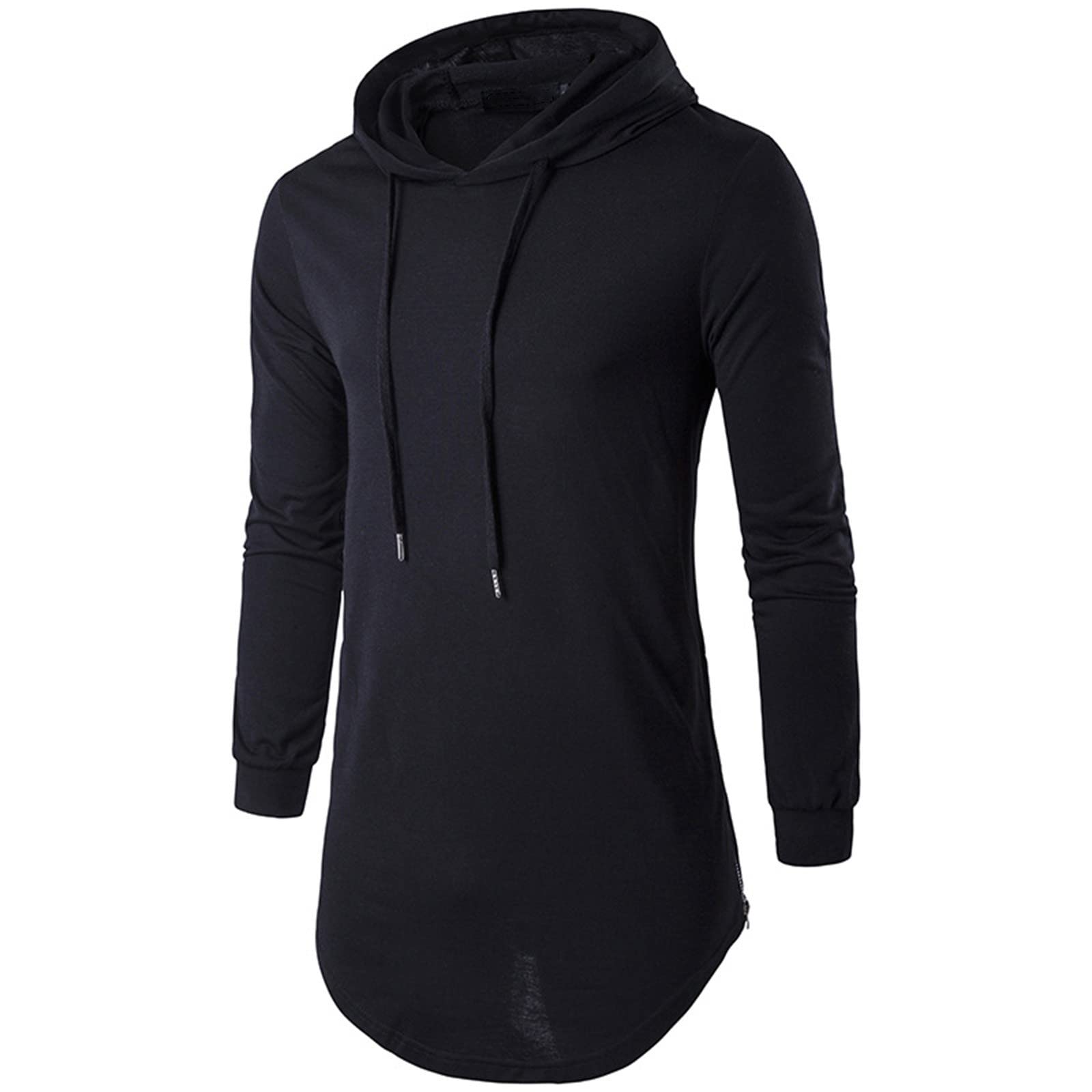 Men's Solid Color Hooded Long Sweater - Casual Sports T-Shirt for Running, Basketball & Training | Lightweight Fitness Top for Spring & Autumn | Perfect for Gym, Outdoor Workouts & Daily Wear