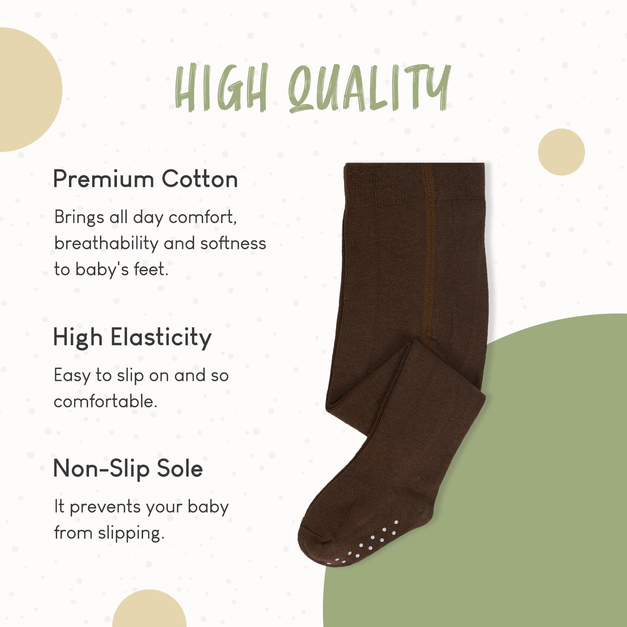 Unisex Baby Tights 3-Pack | Soft Cotton Thick Leggings with Anti-Slip Sole for Boys & Girls - Perfect for Playtime, Daycare & Winter Outfits