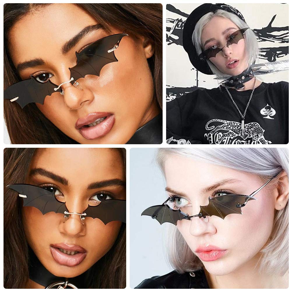 ABOOFAN 1pc Bat Shaped Halloween Sunglasses - Novelty Party Glasses for Women & Men, Funny Rimless Costume Accessories for Halloween Decor, Photo Props & Cosplay - Perfect for Halloween Parties, Costume Events & Themed Photoshoots