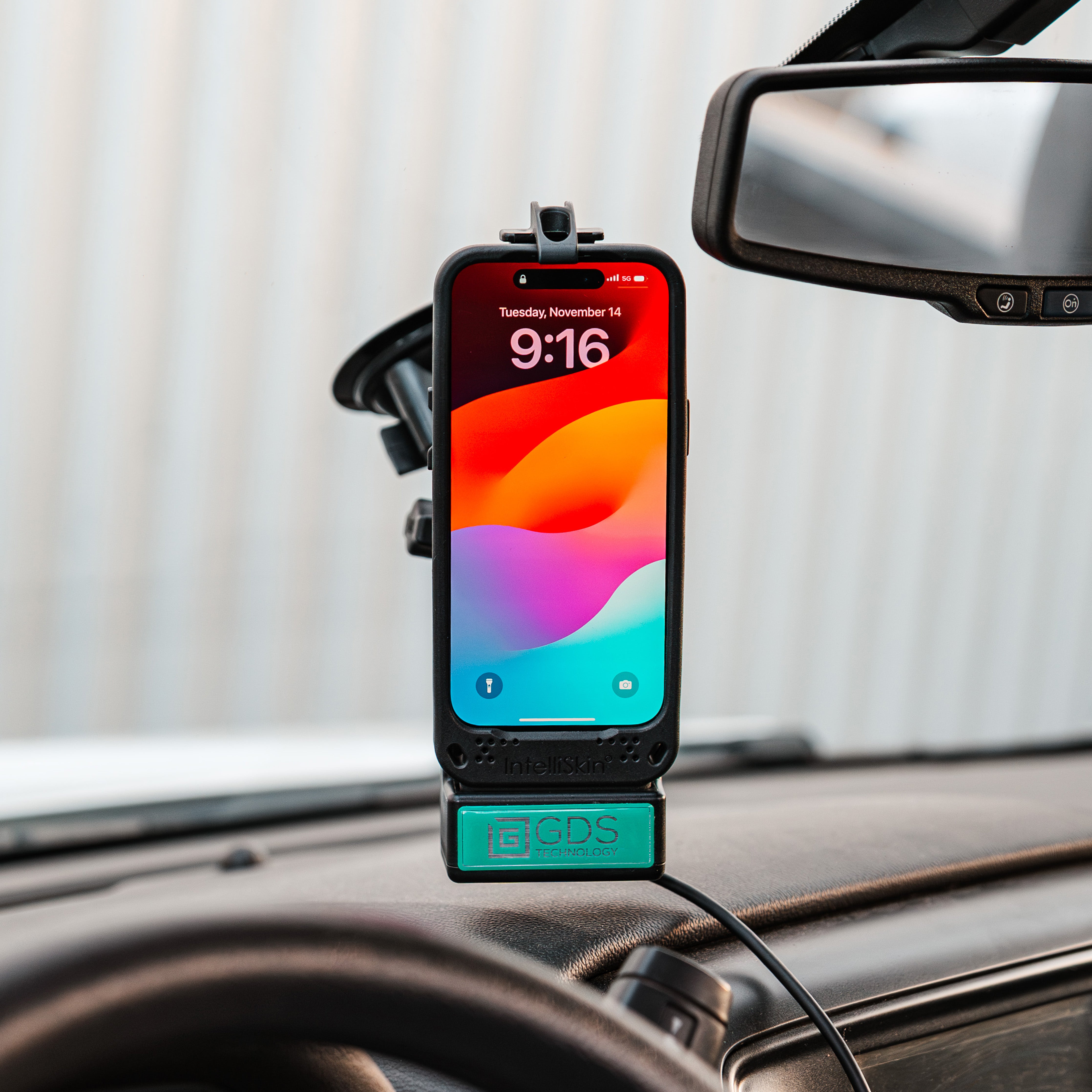 GDS® Universal Car Phone Holder with USB Type C 2.0 Charging - Compatible with IntelliSkin® Cases (RAM GDS DOCK V1CPU) | Perfect for Hands-Free Driving & GPS Navigation