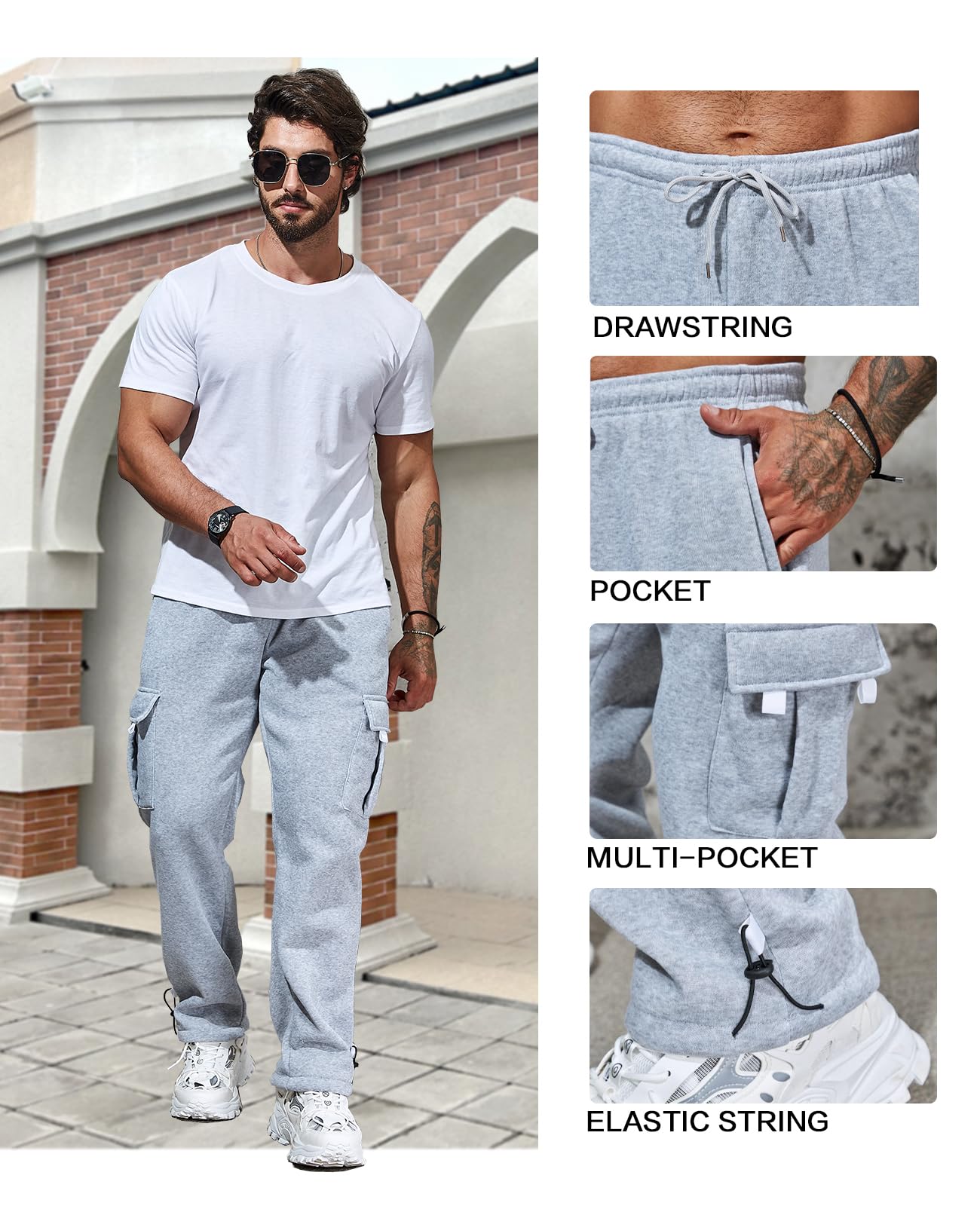 **Men's Cargo Pants - Casual Work Hiking Sweatpants with Multi-Pockets | Baggy Jogger Trousers for Sports & Outdoor Activities | Perfect for Work, Travel, and Adventure**