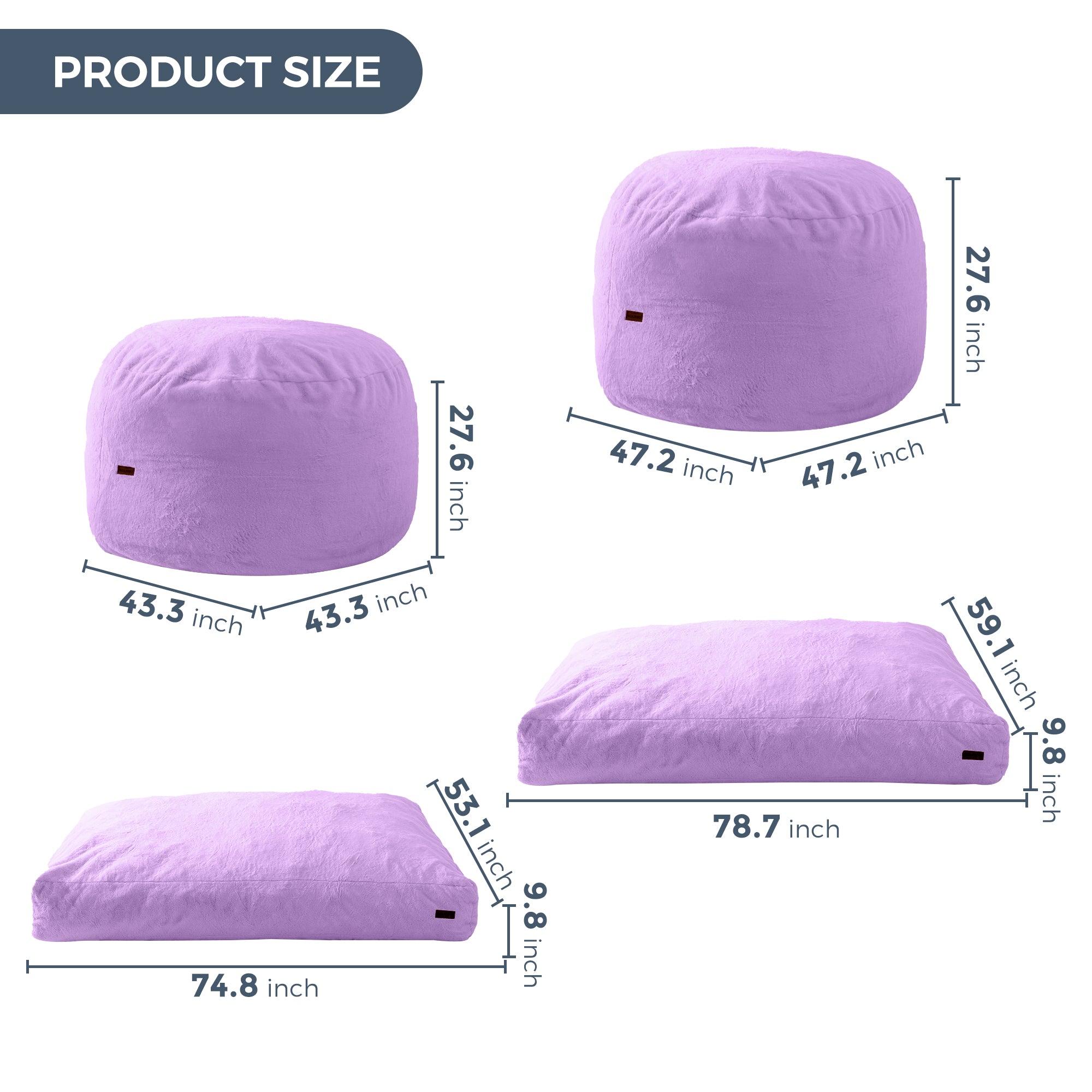 MAXYOYO Giant Faux Fur Bean Bag Chair - Convertible to Floor Mattress Bed | Dark Grey | Ultra Soft Lounge Chair for Living Room, Bedroom & Dorm | Perfect for Relaxing, Gaming & Sleepovers