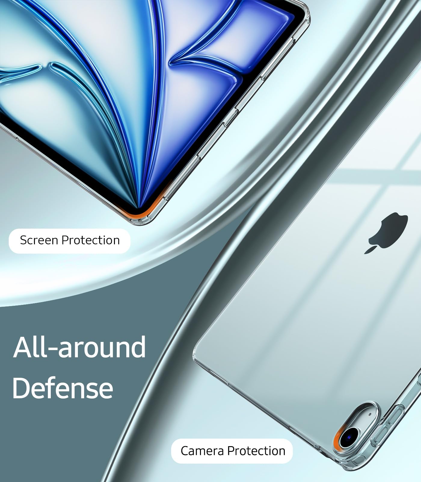 TiMOVO Clear Slim Lightweight TPU Protective Case for New iPad Air 13 inch (M3/M2 2025/2024 Model) - Transparent Back Cover with Pencil Pro & USB-C Pencil Support - Perfect for Work, Study & Travel