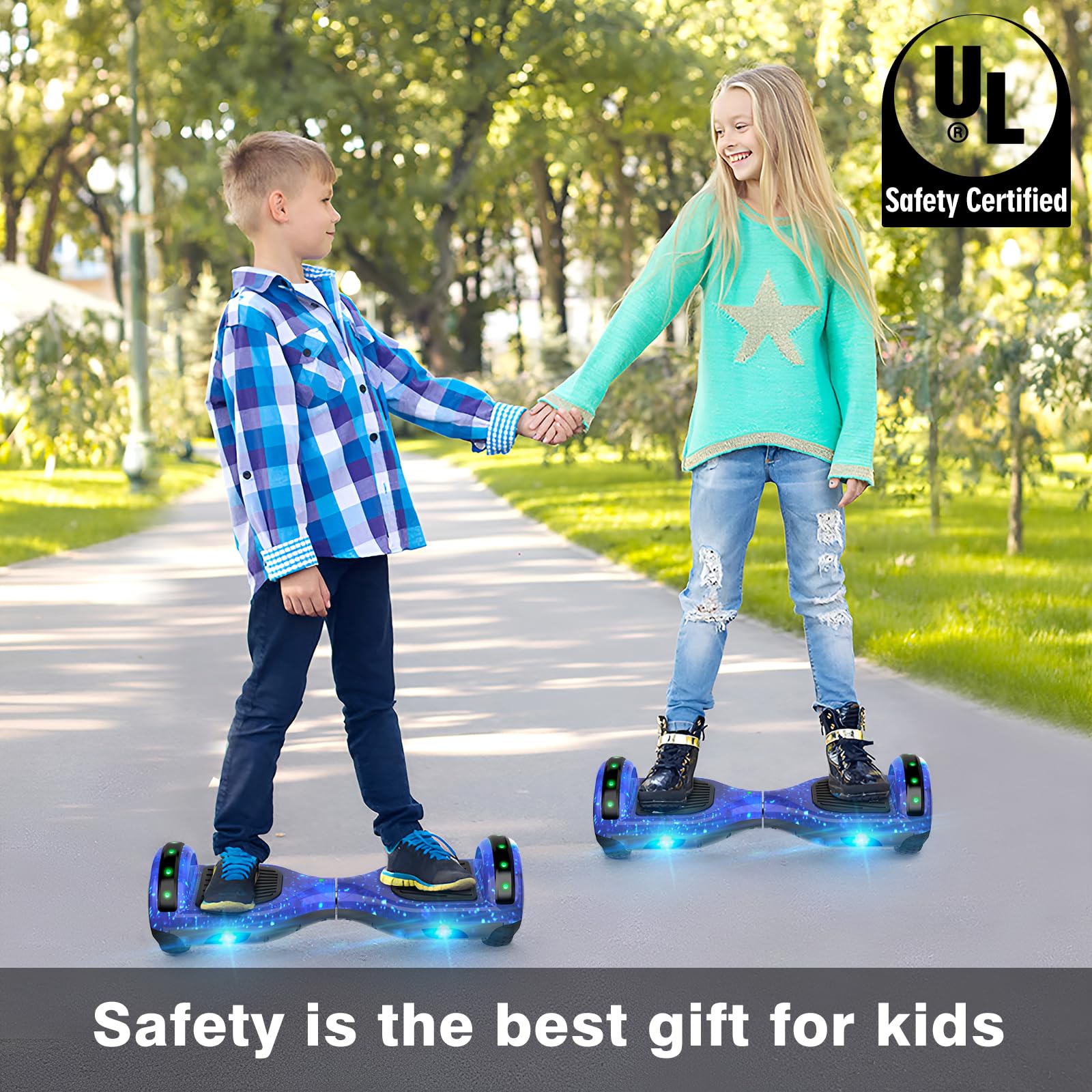 Self-Balancing Hoverboard Scooter with Bluetooth Speaker & LED Lights - Electric Scooter for Kids Ages 6-12 - Perfect for Commuting, Outdoor Fun & Birthday Gifts