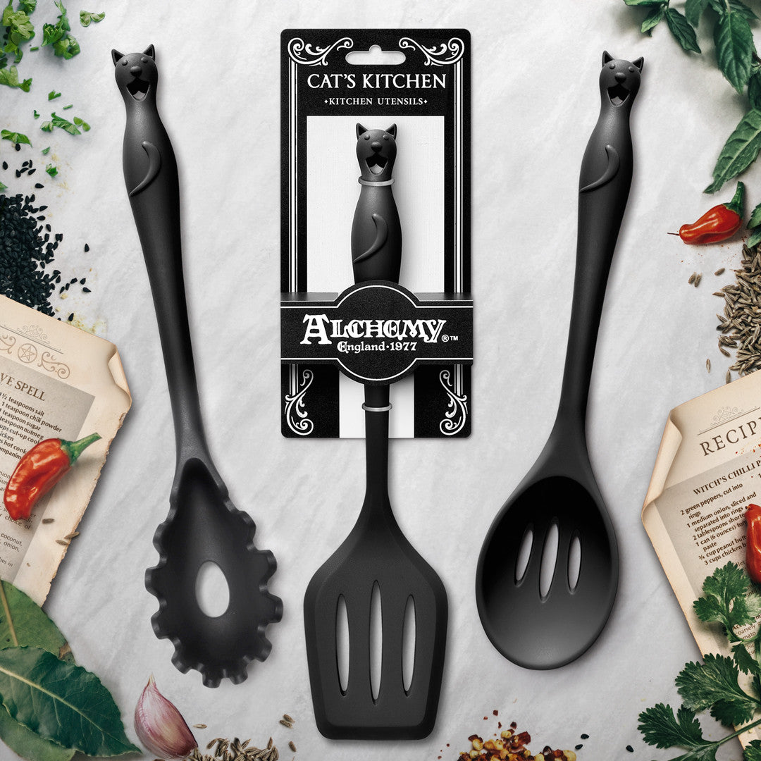 Premium 6-Piece Cat-Themed Kitchen Utensil Set - Non-Slip Silicone Handles, Stainless Steel Heads - Perfect for Baking, Cooking & Cat Lovers' Gift Ideas