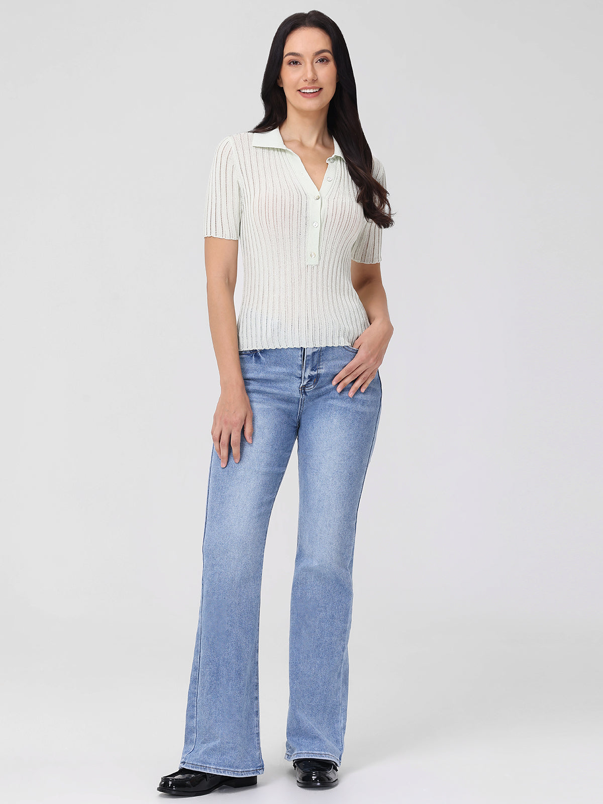 Johnny Collar Ribbed Top for Women - Stylish & Comfortable Knit Shirt for Casual Wear & Layering | Perfect for Office, Date Night & Everyday Outfits