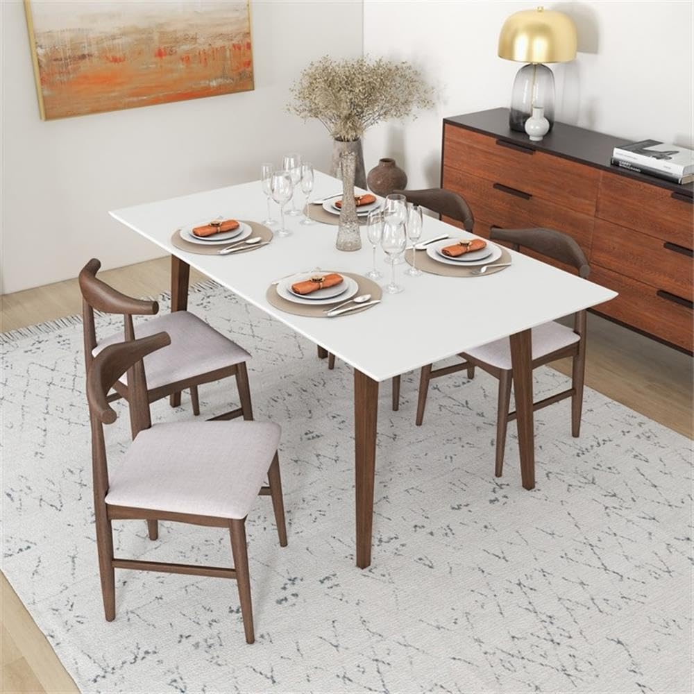 ASHCROFT Imani Modern Style Solid Wood Walnut/White Top Rectangular Dining Table - 72 Inch Farmhouse Kitchen Table for 6-8 People - Perfect for Dining Room, Breakfast Nook & Open Concept Living Spaces